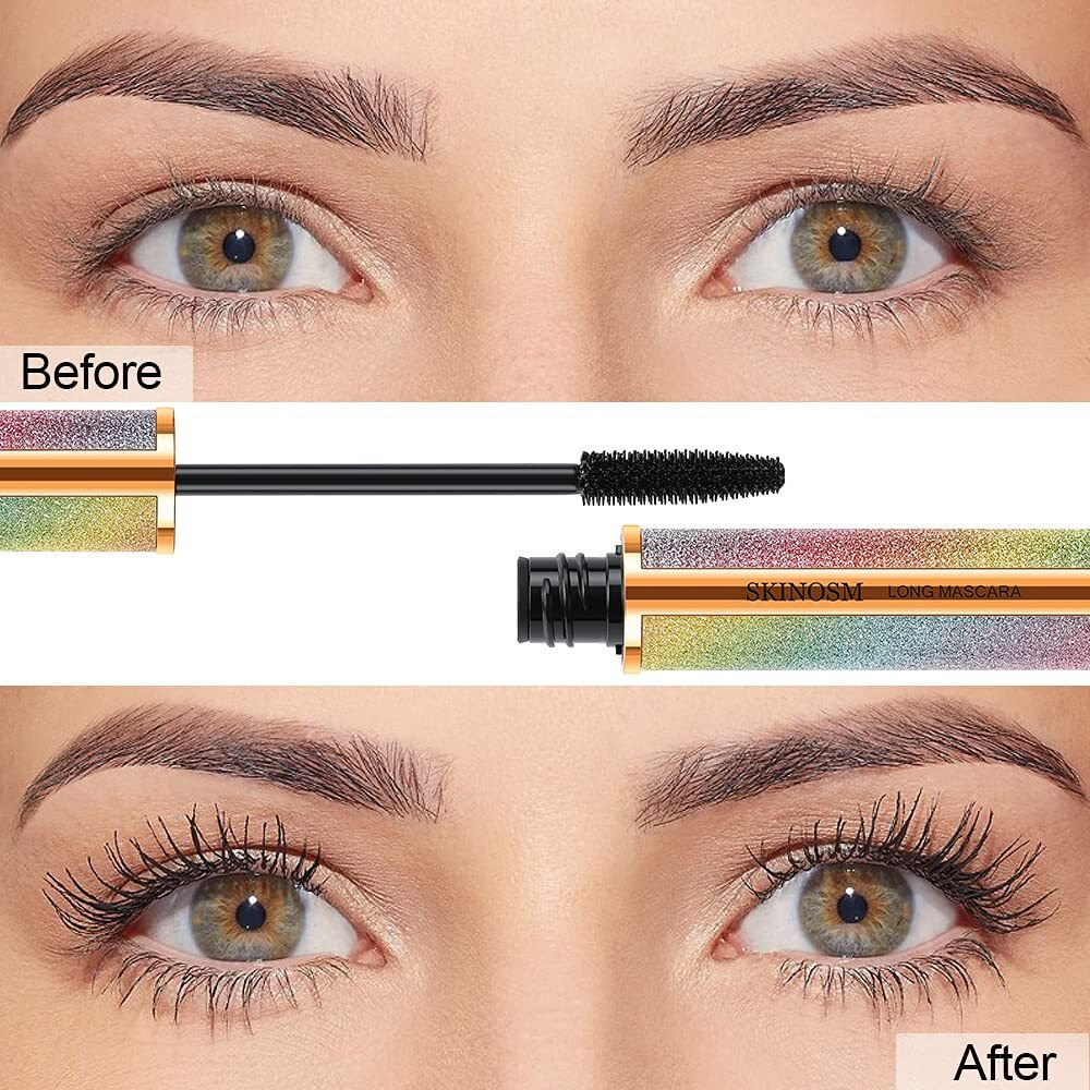 2 Pack Mascara Black Volume And Length Lasting All Day  4D Silk Fiber Lash Mascara  Waterproof Mascara Lengthening No Clumping  No Smudging & Easy To Remove
