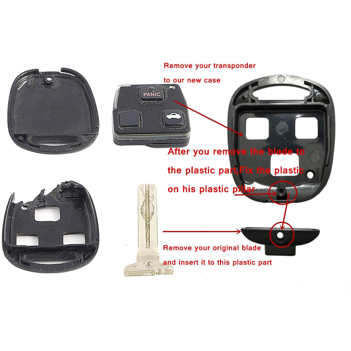 Horande Keyless Entry Remote Control Key Replacement Key Fob Cover Shell Fits For Lexus Es300 Es330 Gs300 Gs400 Gs430 Gx470 Is300 Is330 Ls400 Ls430 Lx470 Rx300 Rx330 Rx350 Rx400H Rx450H2 Sc430 Key Fob