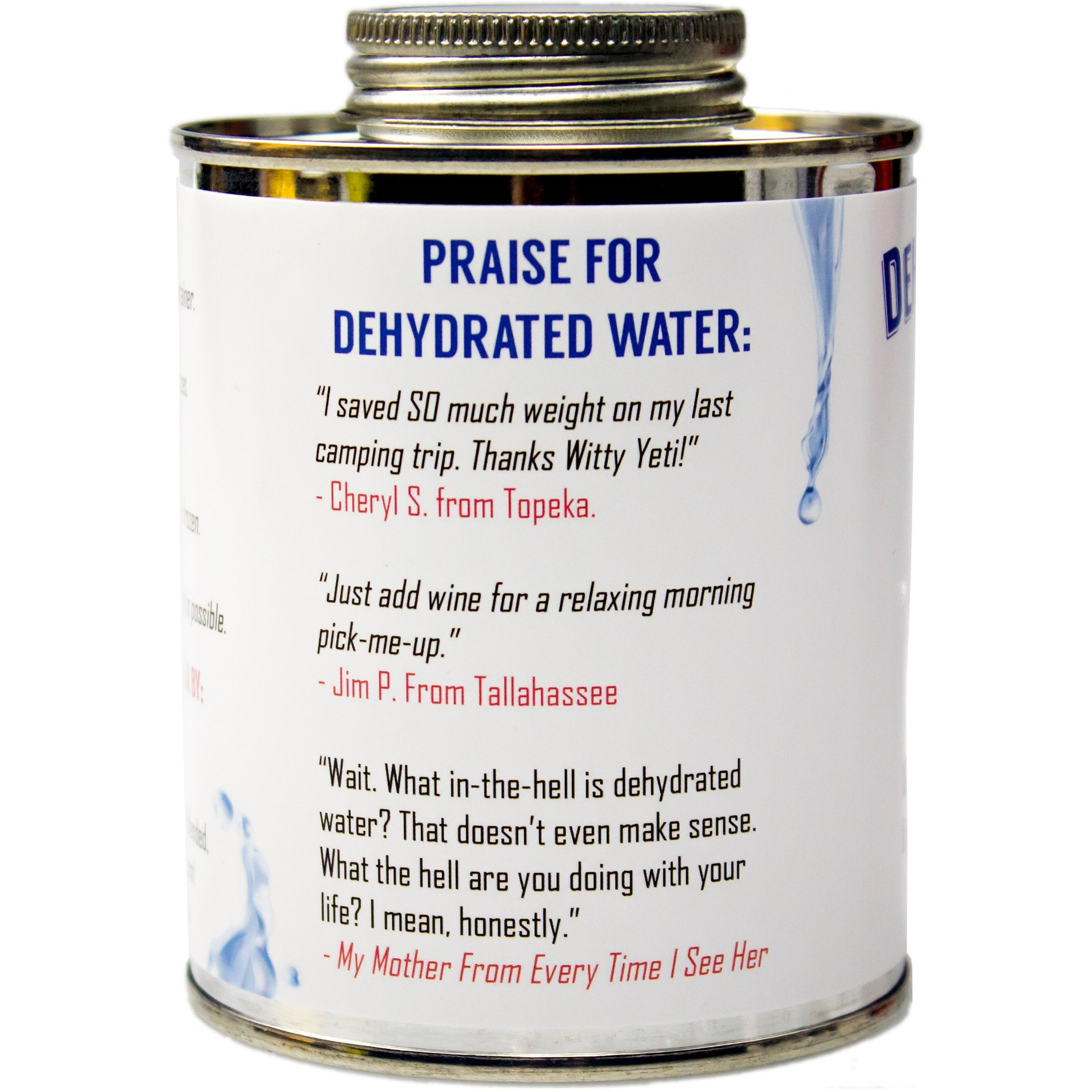 Witty Yeti Dehydrated Water 16Oz Can. New Formula Essential Camping & Survival Supply. Funny Gag Gift & Adult Stocking Stuffer For Men & Women. Hilarious Novelty & Practical Joke.