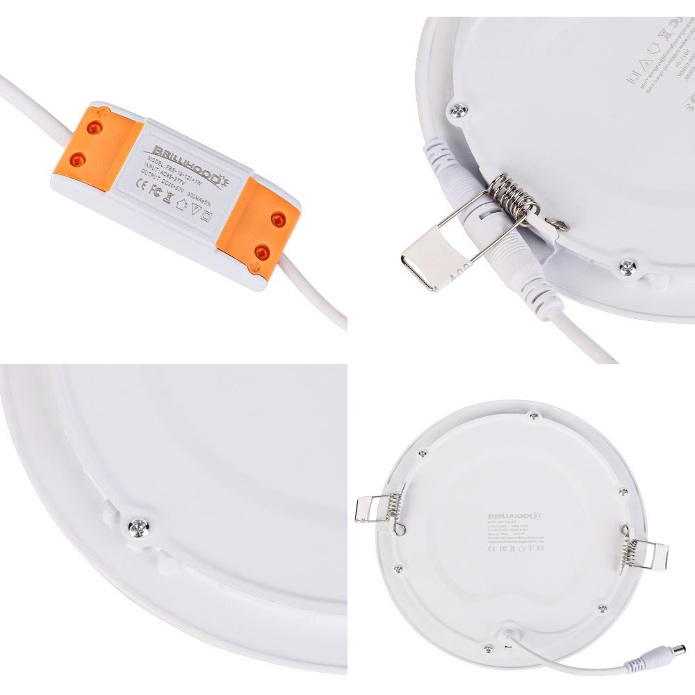 Brillihood 12W 6-Inch Ultra-Thin Round Led Recessed Ceiling Panel Down Light With Driver  1 000 Lumens  80W Incandescent Equivalent  Home  Office  Commercial Lighting - Pack Of 10  6000K Cool White