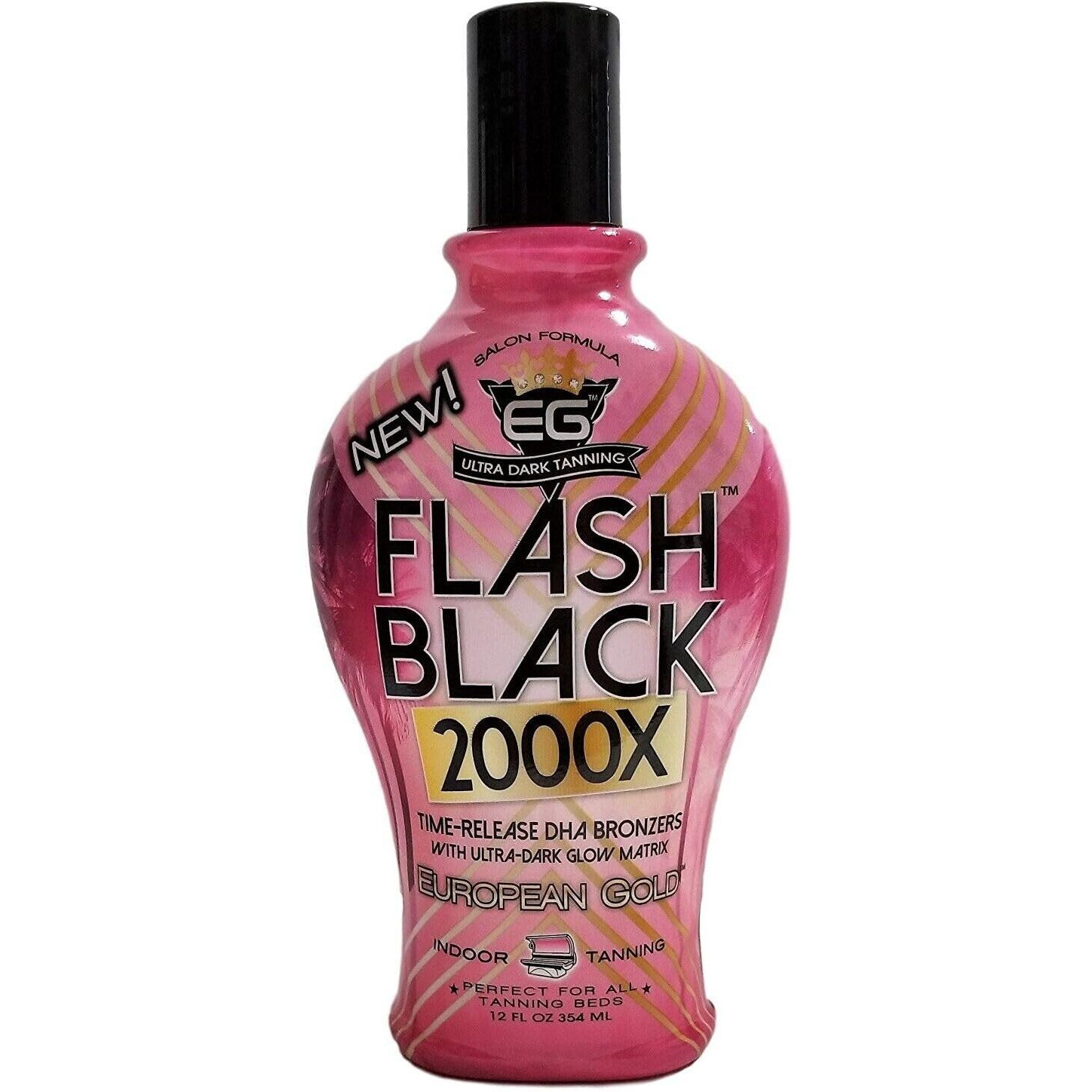 European Gold Flash Black 2000X Indoor Tanning Lotion With Time-Release Dha Bronzers  12 Ounce