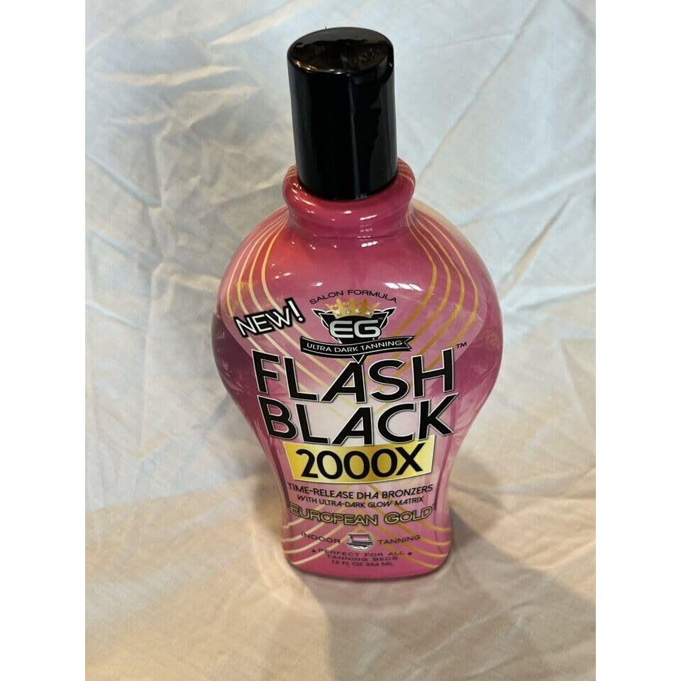 European Gold Flash Black 2000X Indoor Tanning Lotion With Time-Release Dha Bronzers  12 Ounce