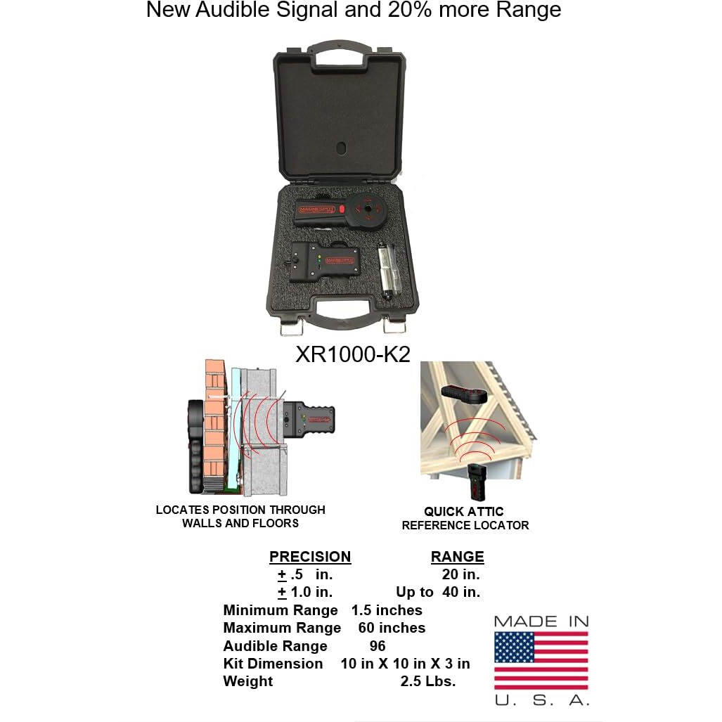 Magnespot Xr1000-K2 Revolutionary For Reference Point Locator  Magnespot Xr1000 W/Receiver  Transmitter & 9V Alkaline Batteries  Wall Or Floor Drill Spot Locator. For Drilling And Coreing