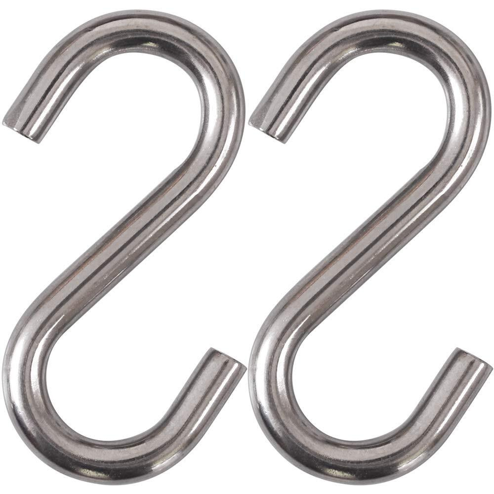 Cozihom Heavy-Duty 304 Stainless Steel S Hooks  3.3 Inch Hammock  Swing S Hooks  Industrial Grade Quality Utility Hooks Pack Of 2