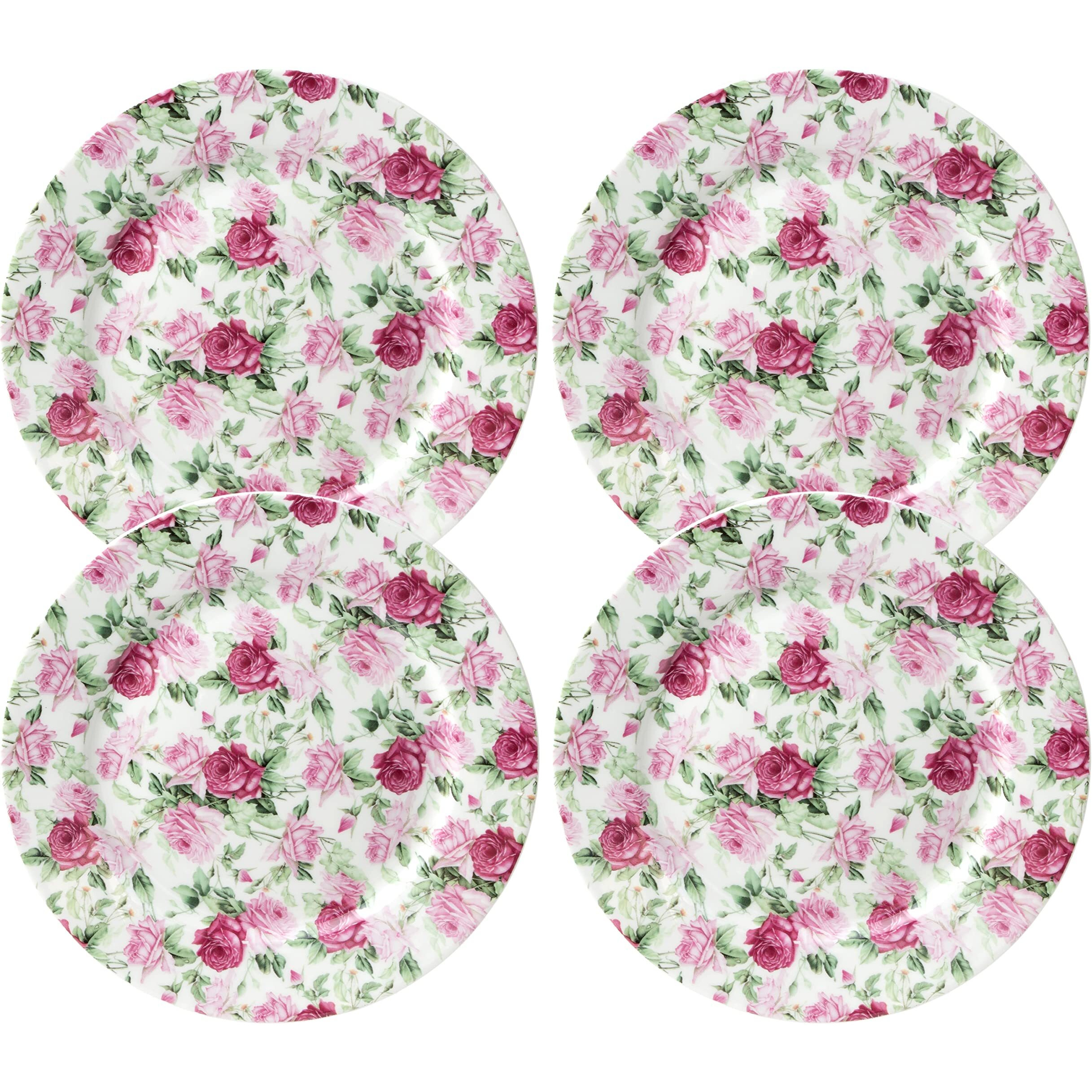 Gracie China Summer Rose Chintz All Over Dessert/Salad Plates  Set Of 4 (8-Inch)
