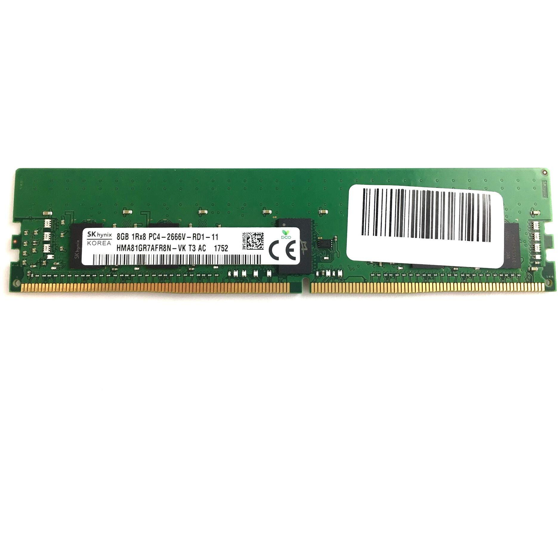 Sk Hynix 8Gb Hma81Gr7Afr8N-Vk Ddr4-2666 Ecc Rdimm 1Rx8 Pc4-21300V-R Cl19 Server Memory