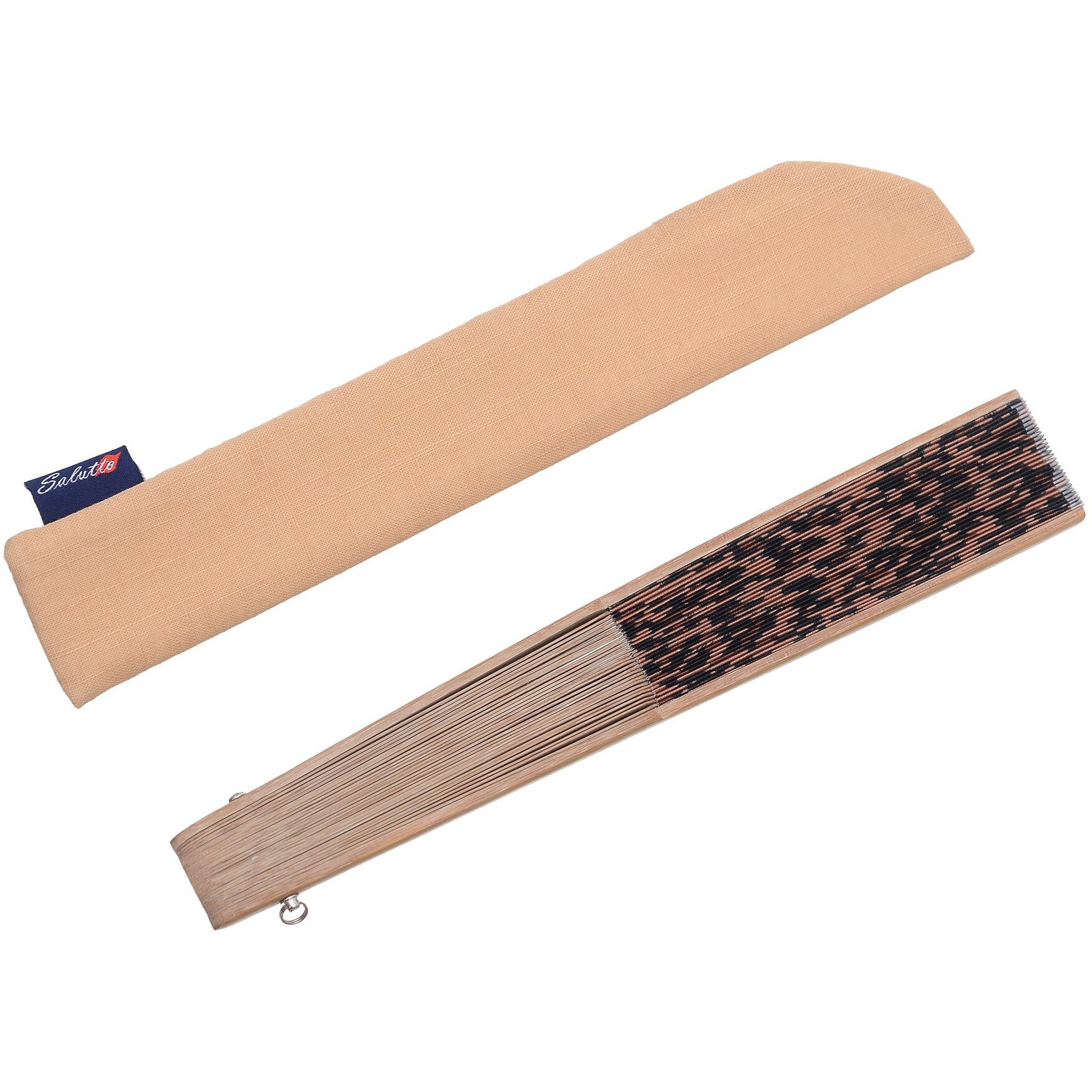 Hand Fan Bamboo Leopard Printed Folding Fan Cotton For Party Wedding Gift With Fan Cover