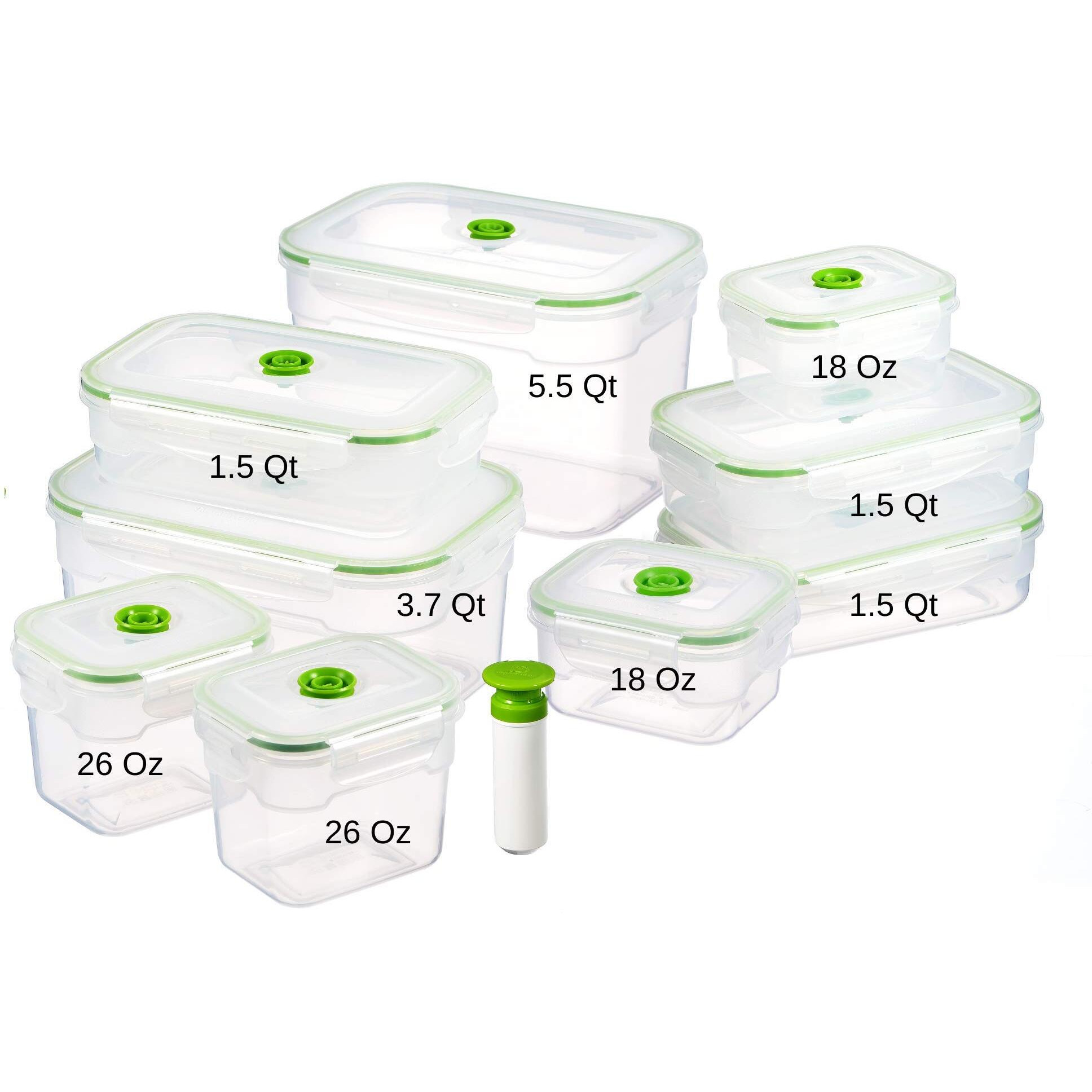 Lasting Freshness 19 Piece Vacuum Seal Food Storage Containers With Vacuum Pump  Airtight And Leak Proof  Vacuum Sealed Food Storage Containers  Meal Prep Containers  Keep Food Fresh Up To 5 X Longer