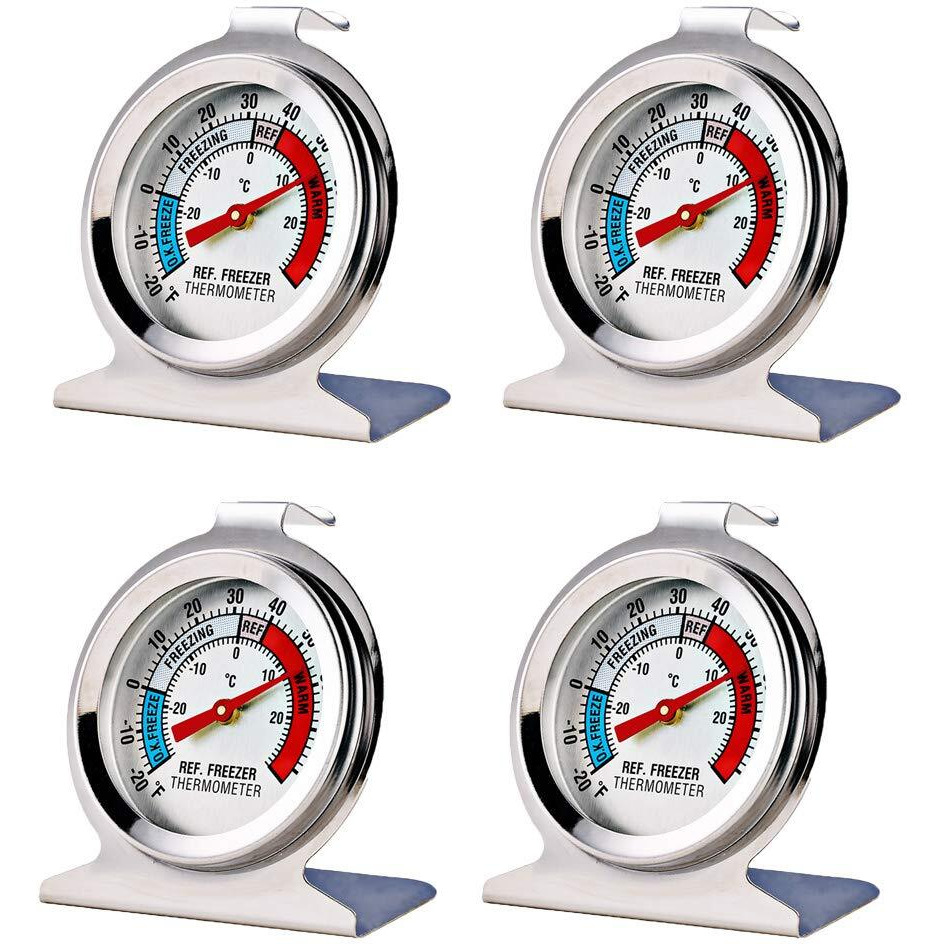 4 Pack Refrigerator Freezer Thermometer Large Dial Analog Thermometer