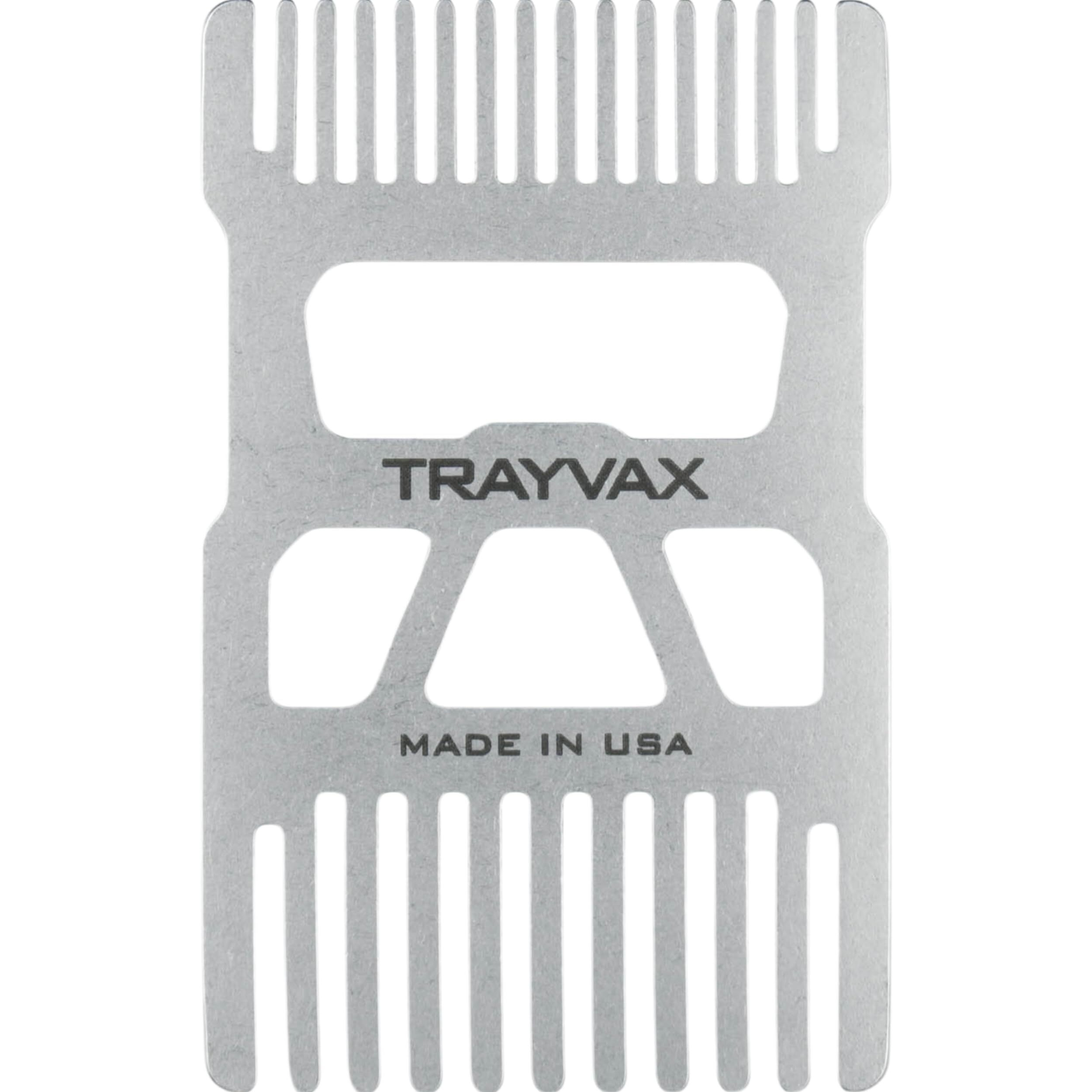 Trayvax Shift Wallet Comb  Wide Tooth Comb For Beard And Hair With Bottle Opener  Rfid Protection  Stainless Steel  Silver