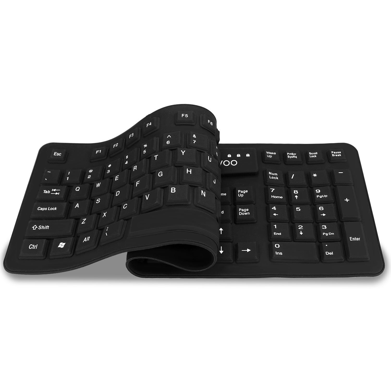 Sungwoo Foldable Silicone Keyboard Usb Wired Standard Keyboard Waterproof Rollup Keyboard For Pc Notebook Laptop  Full Size (Black)