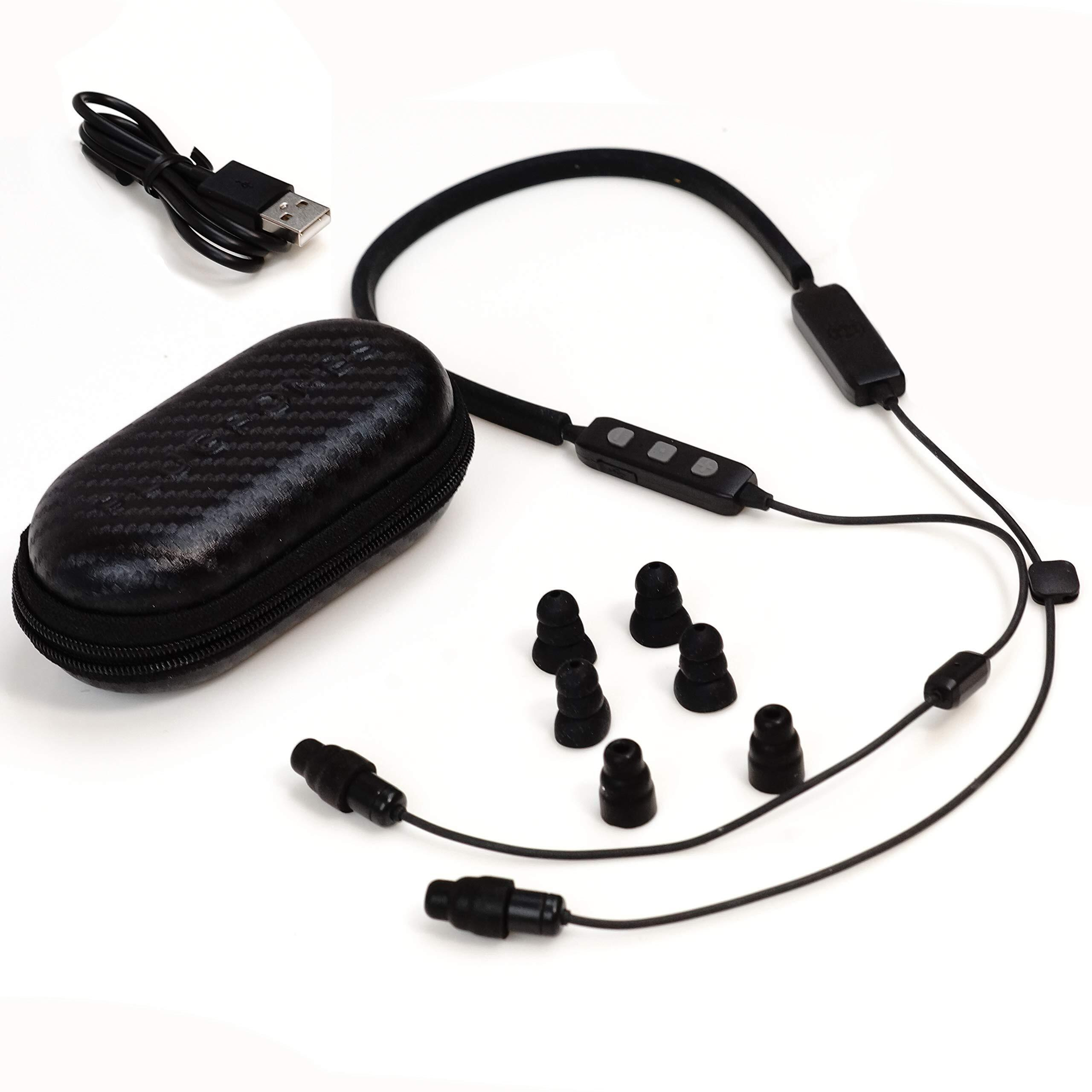 Plugfones Liberate 2.0 Wireless Bluetooth In-Ear Earplug Earbuds - Noise Reduction Headphones With Noise Isolating Mic And Controls (Black & Gray)