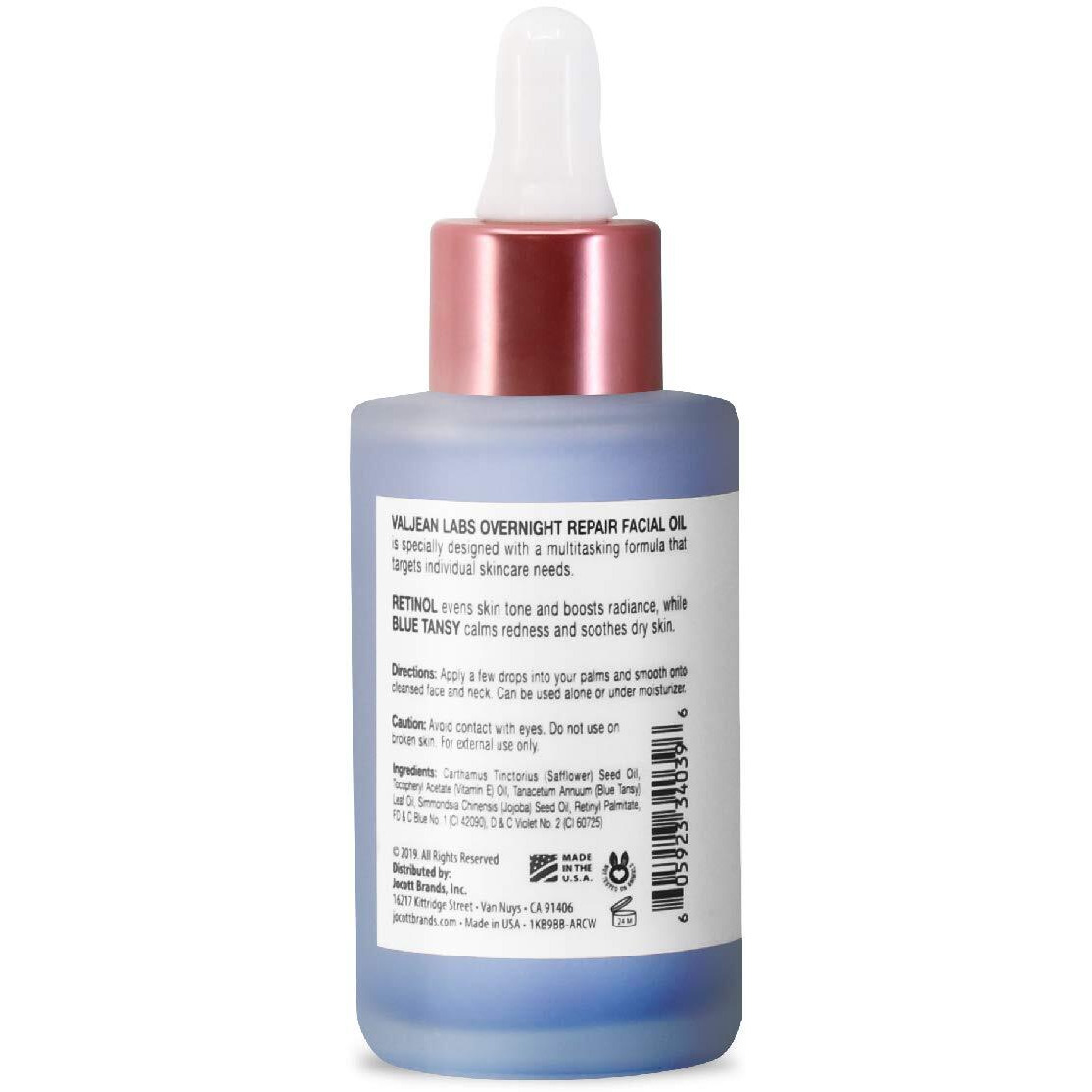 Valjean Labs Overnight Repair Facial Oil | Retinol And Blue Tansy | Helps To Even Skintone  Calm And Soothe Redness | Cruelty Free  Vegan  Made In Usa (1.83 Oz)