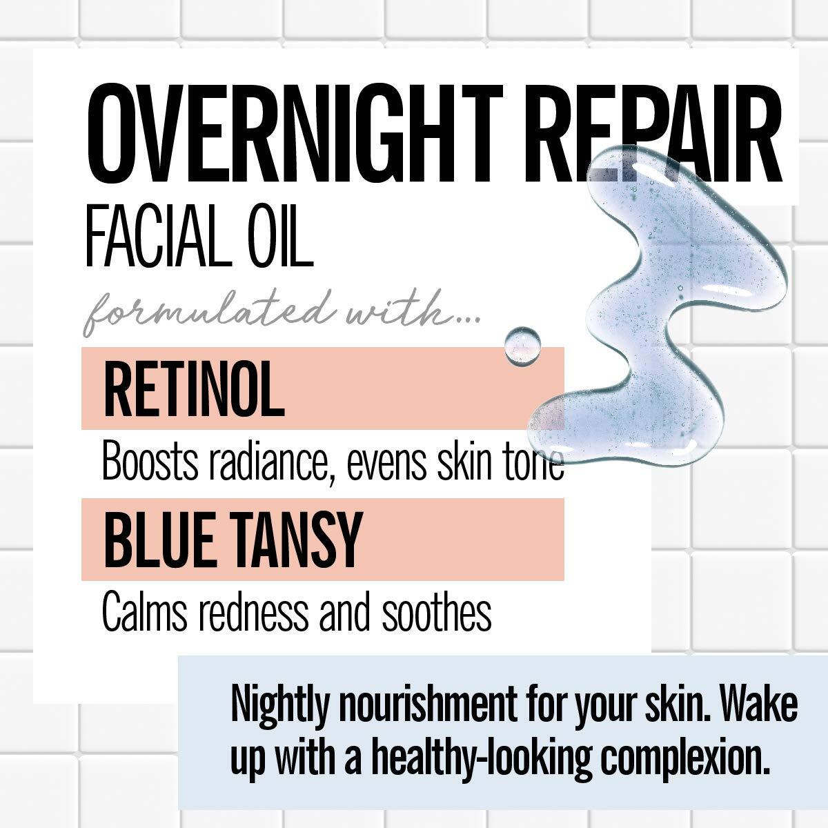 Valjean Labs Overnight Repair Facial Oil | Retinol And Blue Tansy | Helps To Even Skintone  Calm And Soothe Redness | Cruelty Free  Vegan  Made In Usa (1.83 Oz)