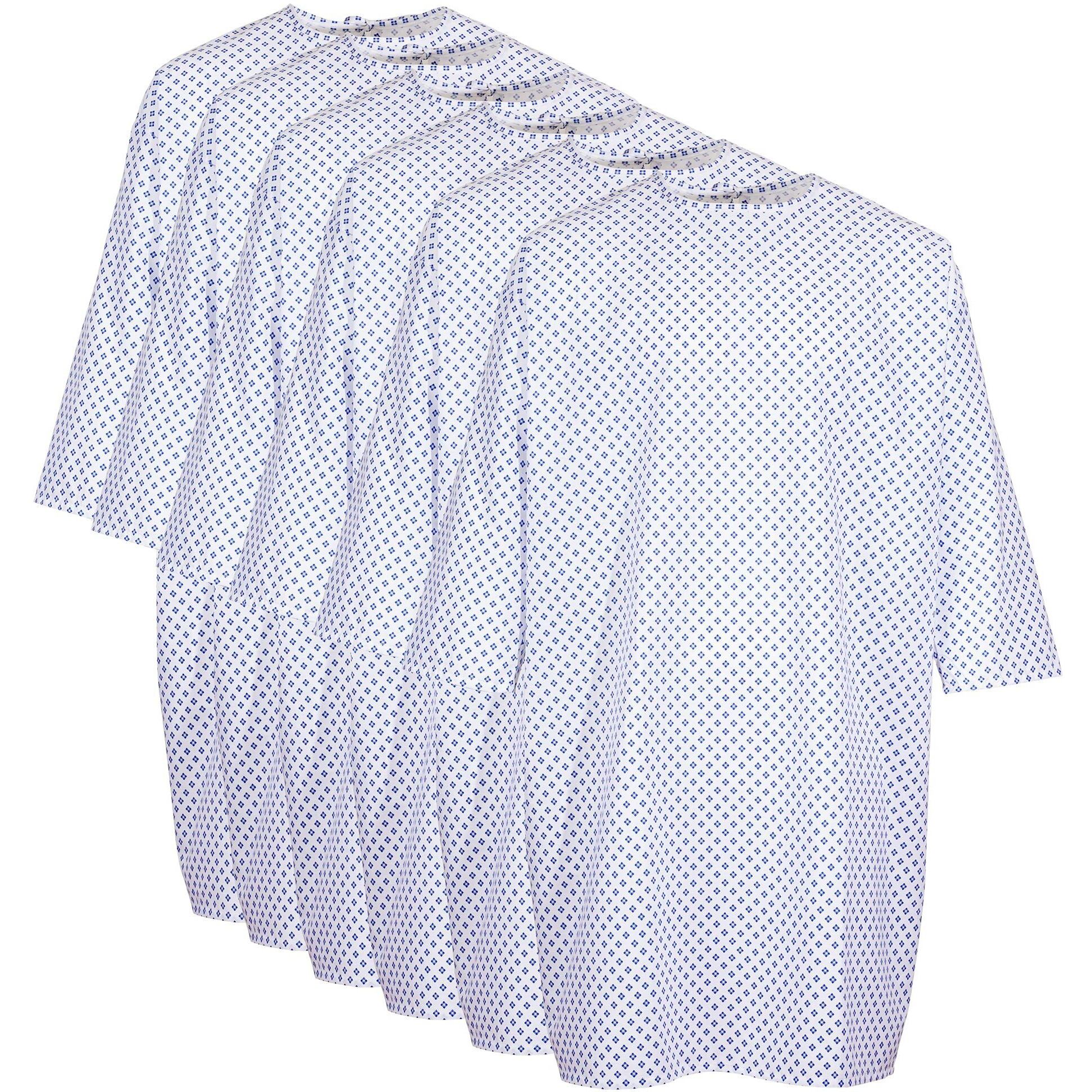 Profound Care Hospital Gown 6 Pack - Patient Gowns Fits Up To 2Xl - Hospital Gowns For Women And Men - 45"" Long & 62"" Wide - Cotton Blend Medical Patient Gowns White