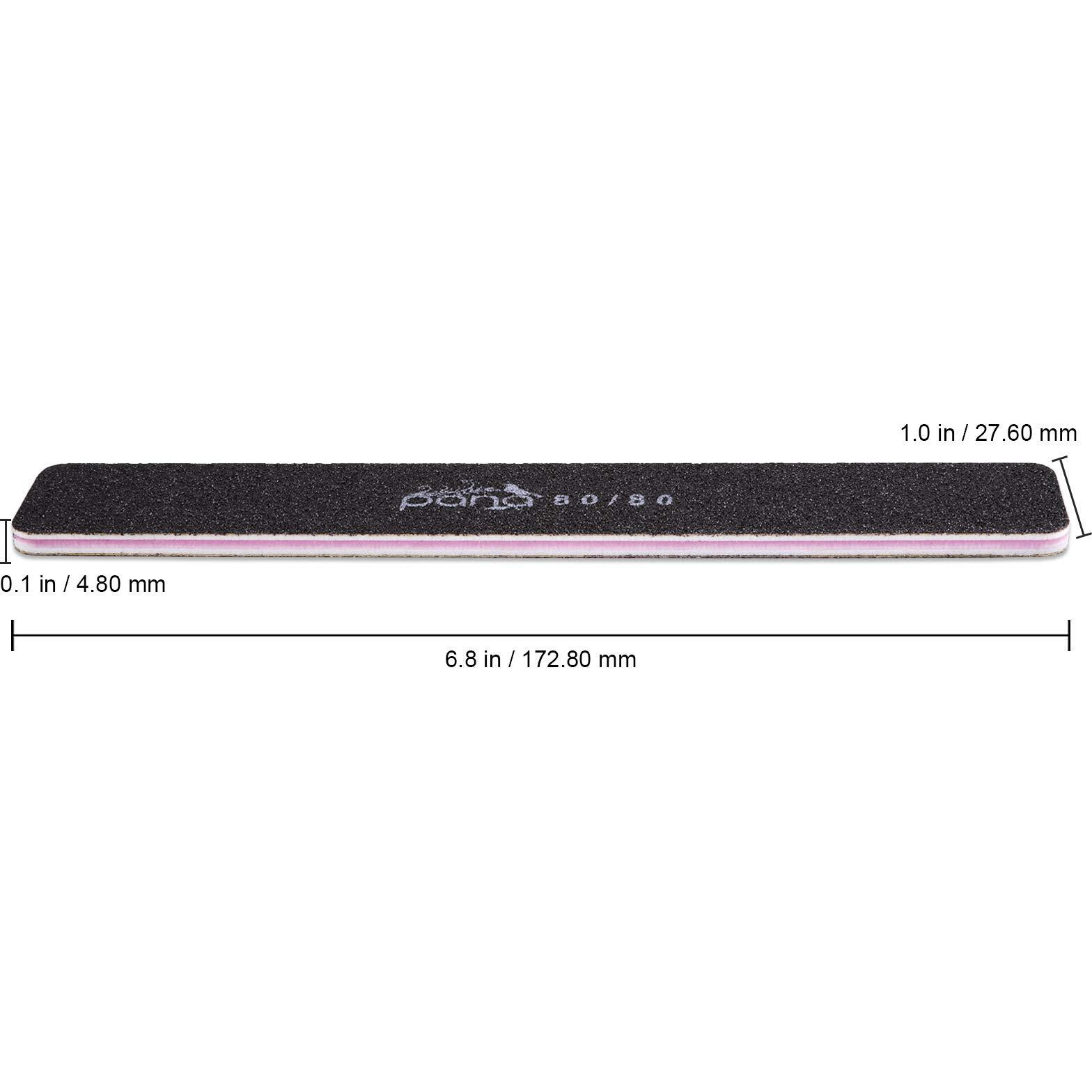 Pana Jumbo Double-Sided Emery Nail File For Manicure  Pedicure  Natural  And Acrylic Nails - Black (Grit 80/80) - 50 Piece Pack