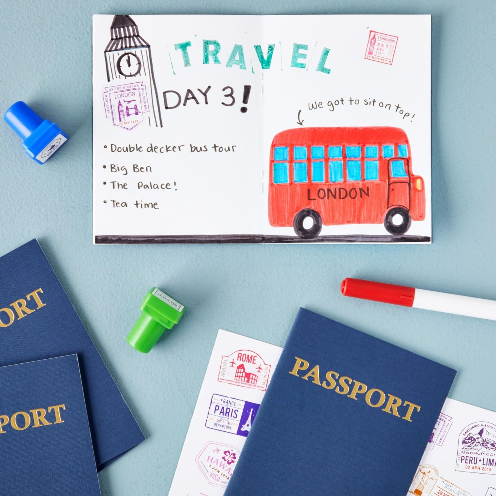 Juvale 24-Pack Blank Passport Notebooks For Kids  4.1 X 5.6 Inches  Pretend Passport Books For Kids Travel Play And Classroom Activities  Blue