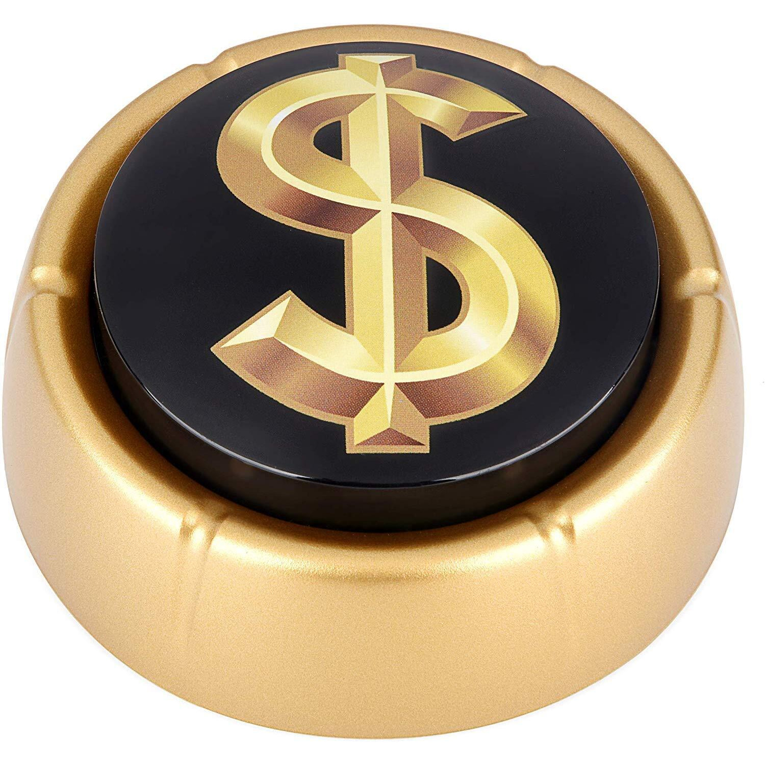 Cash Register Sound Button | Makes Extra Loud Cha-Ching Money Noise | Shiny Gold Color Bling Base | Funny Easy Dollar Sign Gift | Office Desk Item For Sales And Entrepreneurs Nut Batteries Included