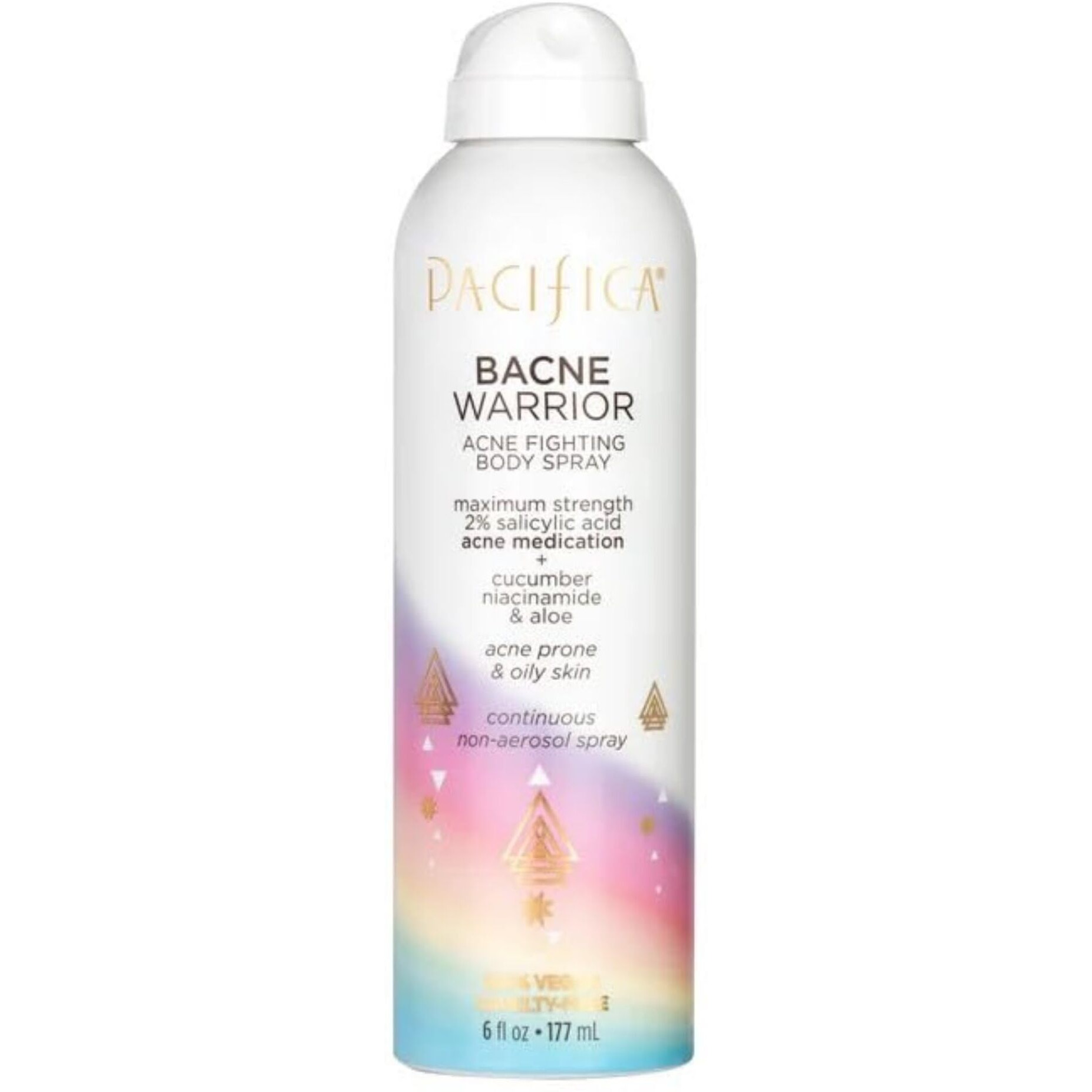Pacifica Bacne Acne Cleanser Spray - Bacne Warrior - Body Spray For Acne Treatment - W/ 2% Salicylic Acid Niacinamide & Aloe - For Body  Chest & Back Acne For Teens & Adults Vegan Dermatologist Tested