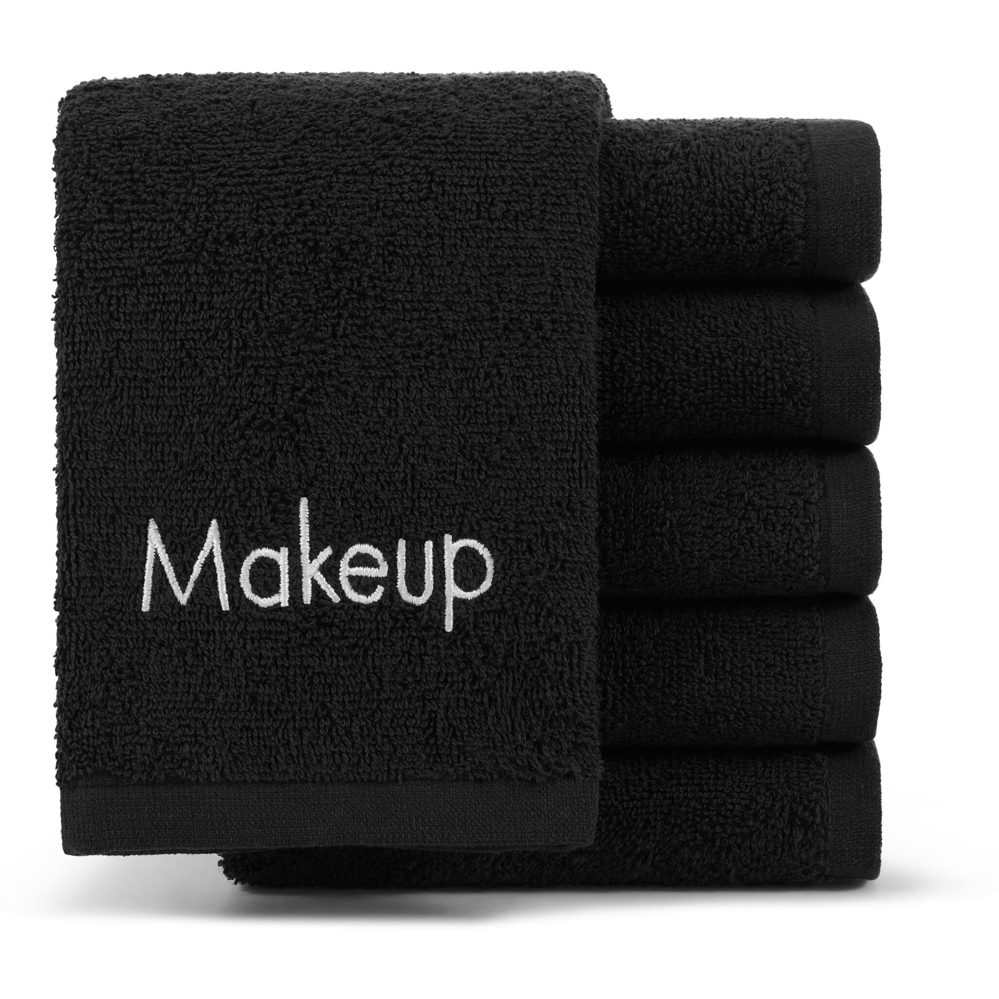 Arkwright Makeup Towels - Pack Of 6 - Soft & Gentle Cotton Washcloth Face Make Up Remover  Reusuable Eraser Cloth Essentials For Hosts & Artists  13 X 13 In  Black