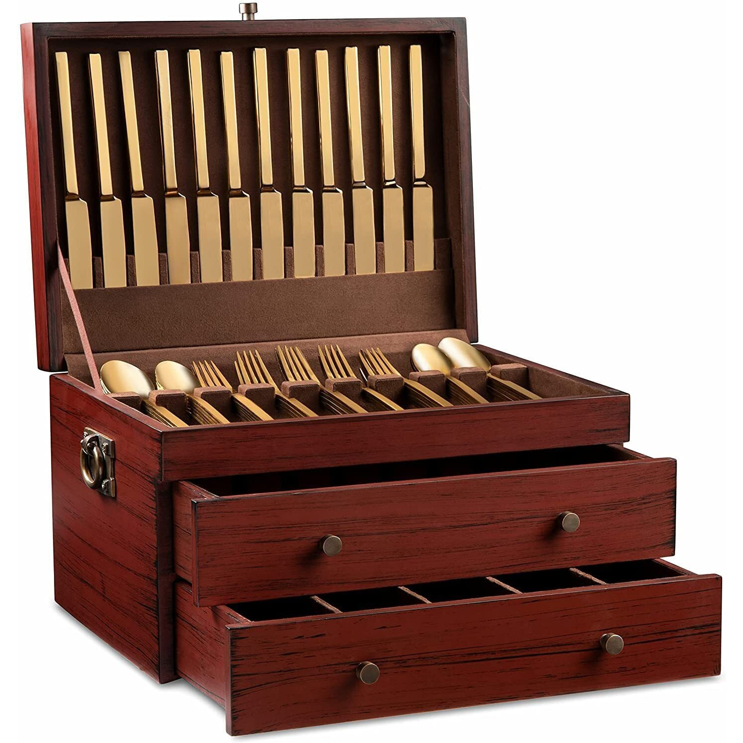 Royalty Art Fine Silverware Storage Box With Pull Out Drawer  15  X 11   Large Kitchen Counter Organizer For Flatware And Utensils  Decorative Home Decor Without The Flatware