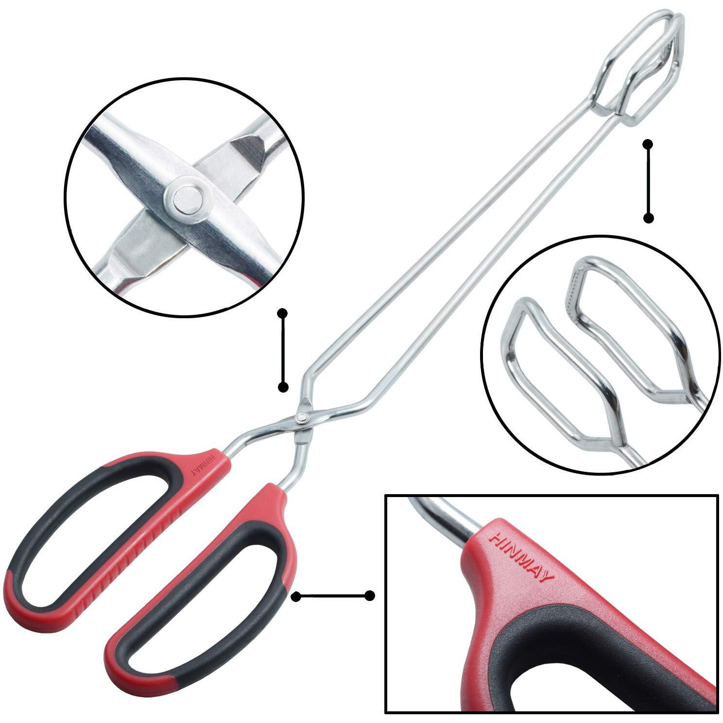 Hinmay Extra Long Scissor Tongs 16-Inch Stainless Steel Barbecue Grilling Tongs