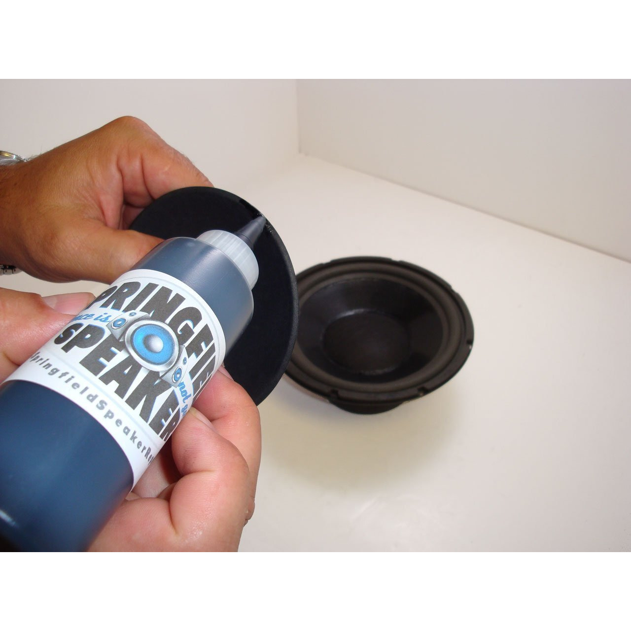 Pro-Grade Black Rubberized Speaker Repair Adhesive Glue (1/2 Oz) - Dries Black