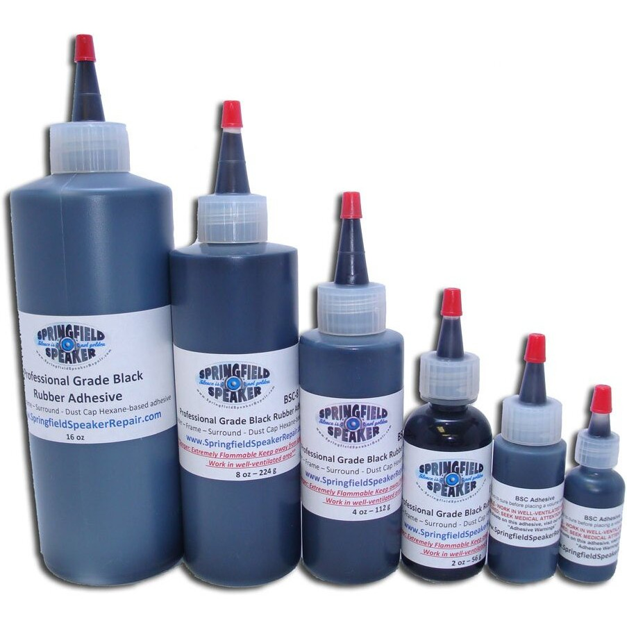 Pro-Grade Black Rubberized Speaker Repair Adhesive Glue (1/2 Oz) - Dries Black