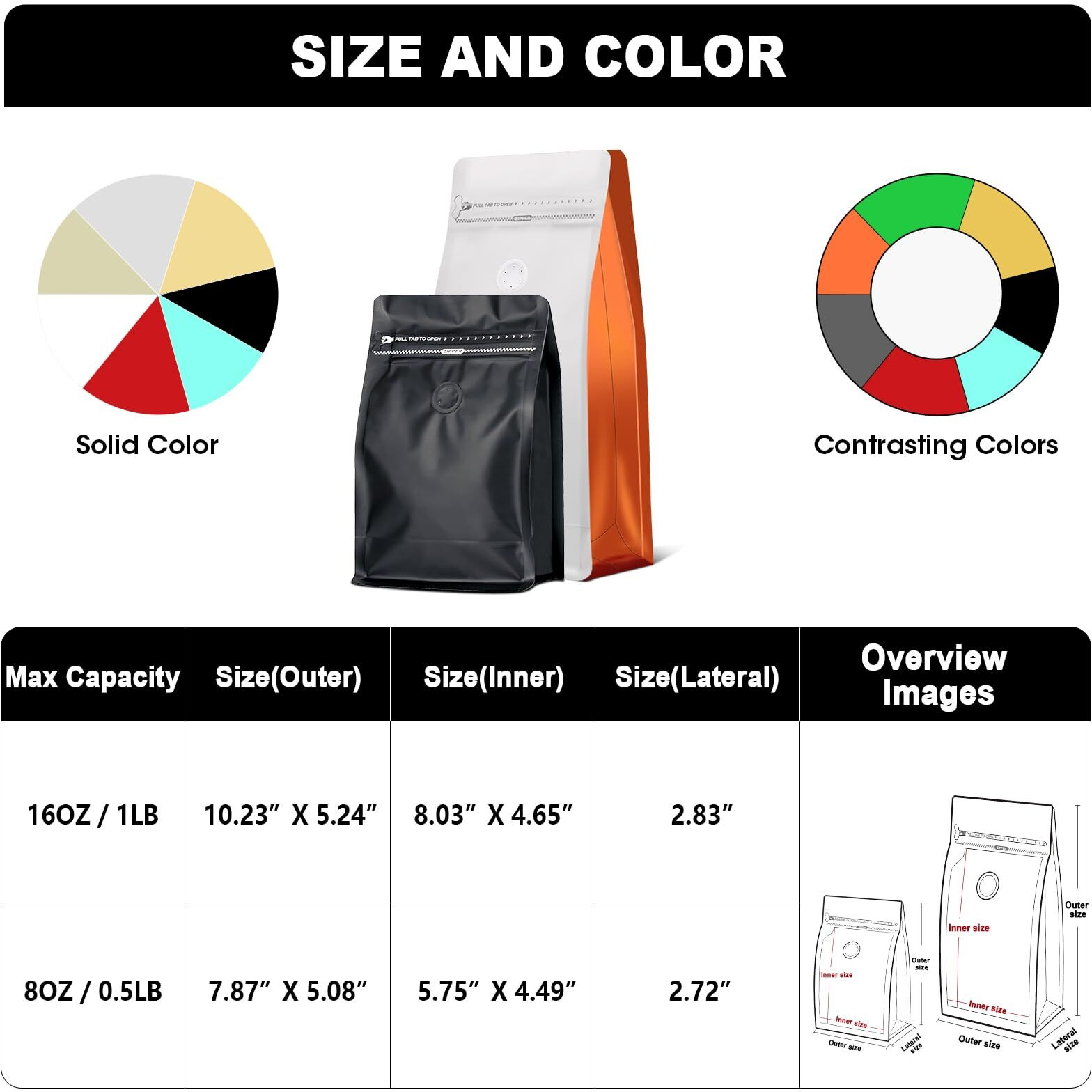 8Oz 1/2 Lb 60Pcs Coffee Bags With Valve Coffee Packing Bags Vented Coffee Bean Bags Barrier Bags Store Bags For Coffee Packaging  Coffee Storage Pouches Coffee Bag Zipper With Seal(Black)