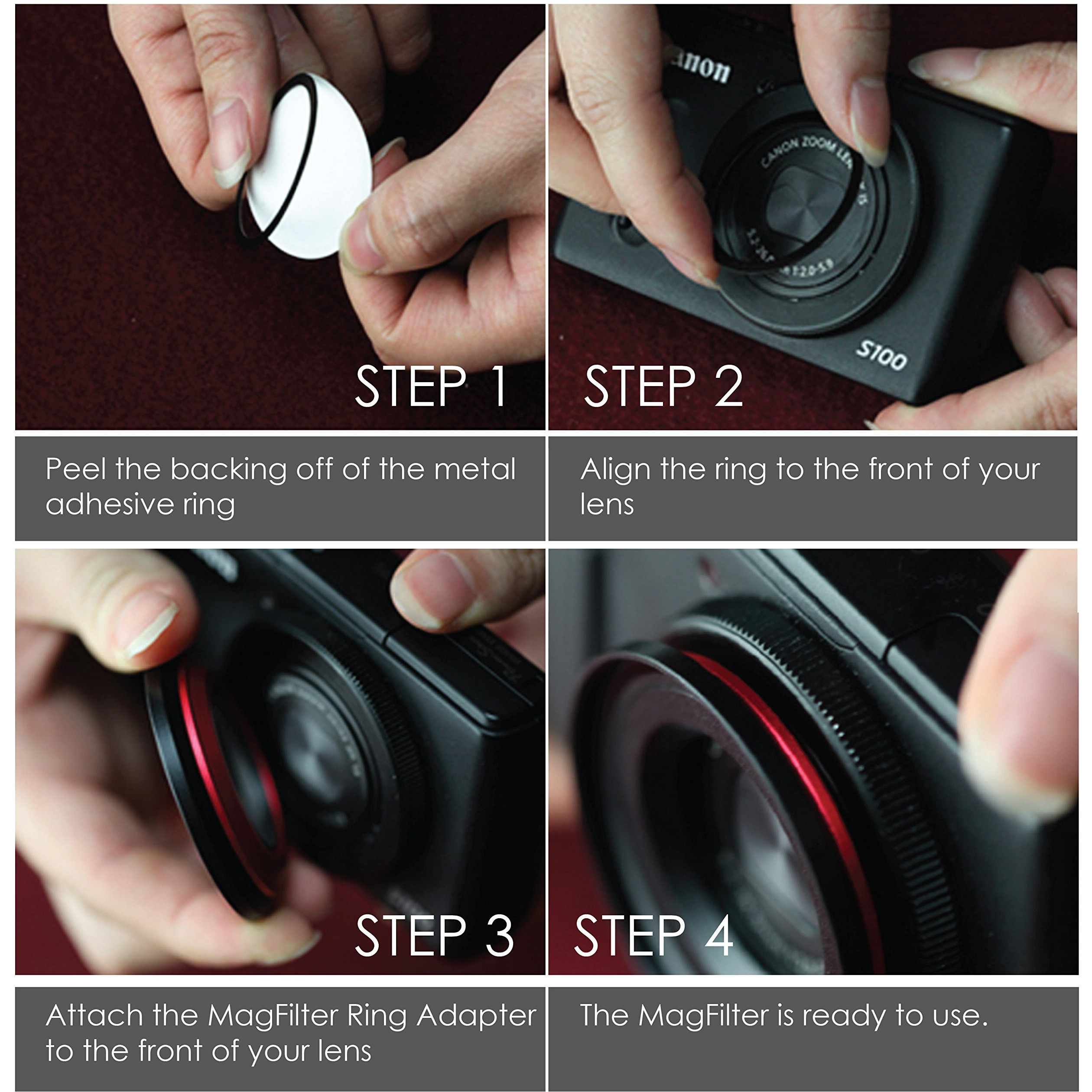 Kamerar Magfilter 52Mm Threaded Adapter Ring With Carrier Bag  Magnetic Lens Filter Adapter Rings For Sony Rx100 Iv  V  Vi  Vii  Canon G5X Mark I Ii G7X Mark I Ii Iii G9X  Nikon  And Panasonic