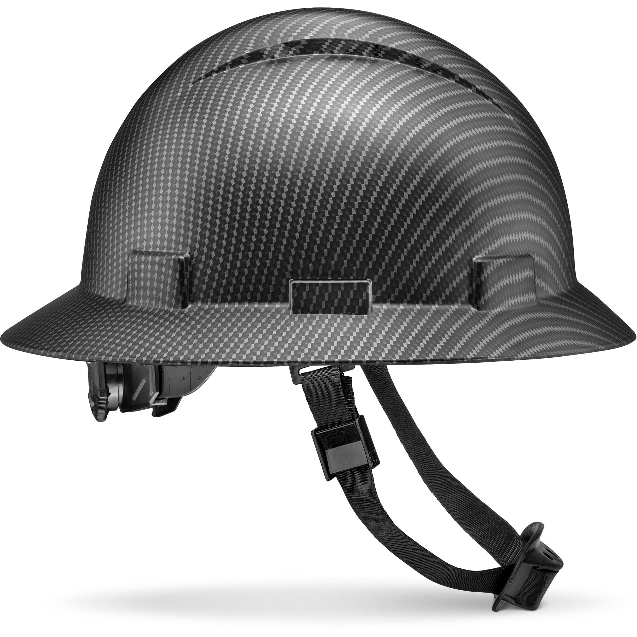 Acerpal Full Brim Non-Vented Classic Black Carbon Fiber Design Matte Finish Osha Construction Approved Hard Hat With 6-Point Suspension Casco De Construccion