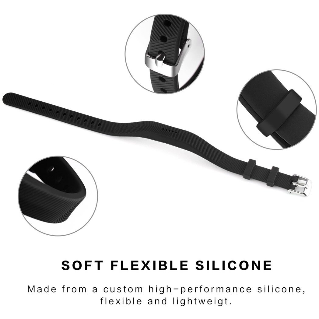 Huadea Compatible With Fitbit Flex 2 Bands  With Watch Buckle Comfortable Soft Silicone Wristband Adjustable Sport Strap Replacement For Fitbit Flex 2 Fitness Tracker (4 Pack)