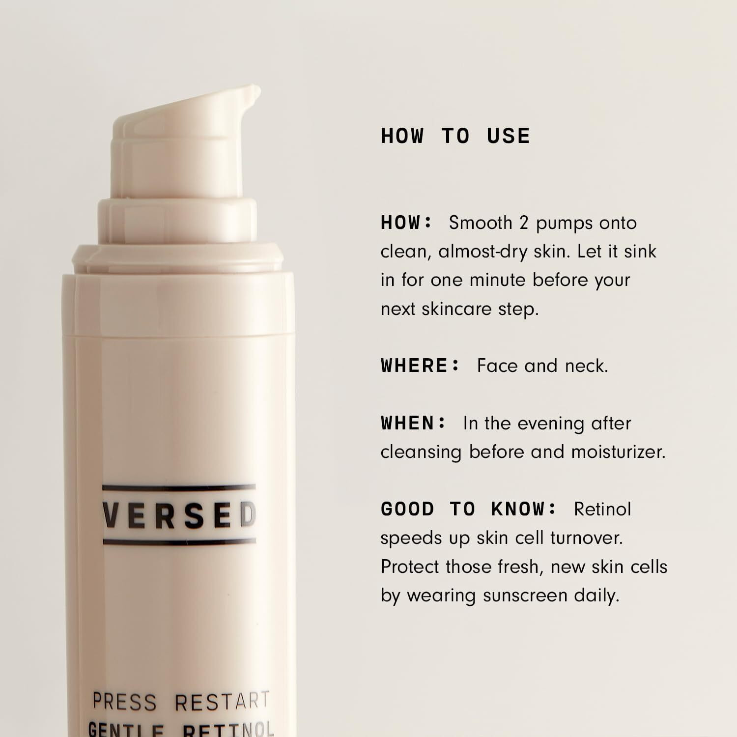 Versed Press Restart Gentle Retinol Serum - Bakuchiol Retinol Alternative Anti Aging Serum For Even Skin Tone  Fine Lines And Wrinkles - Gentle Retinol Night Cream For Sensitive Skin - Vegan (1 Fl Oz)
