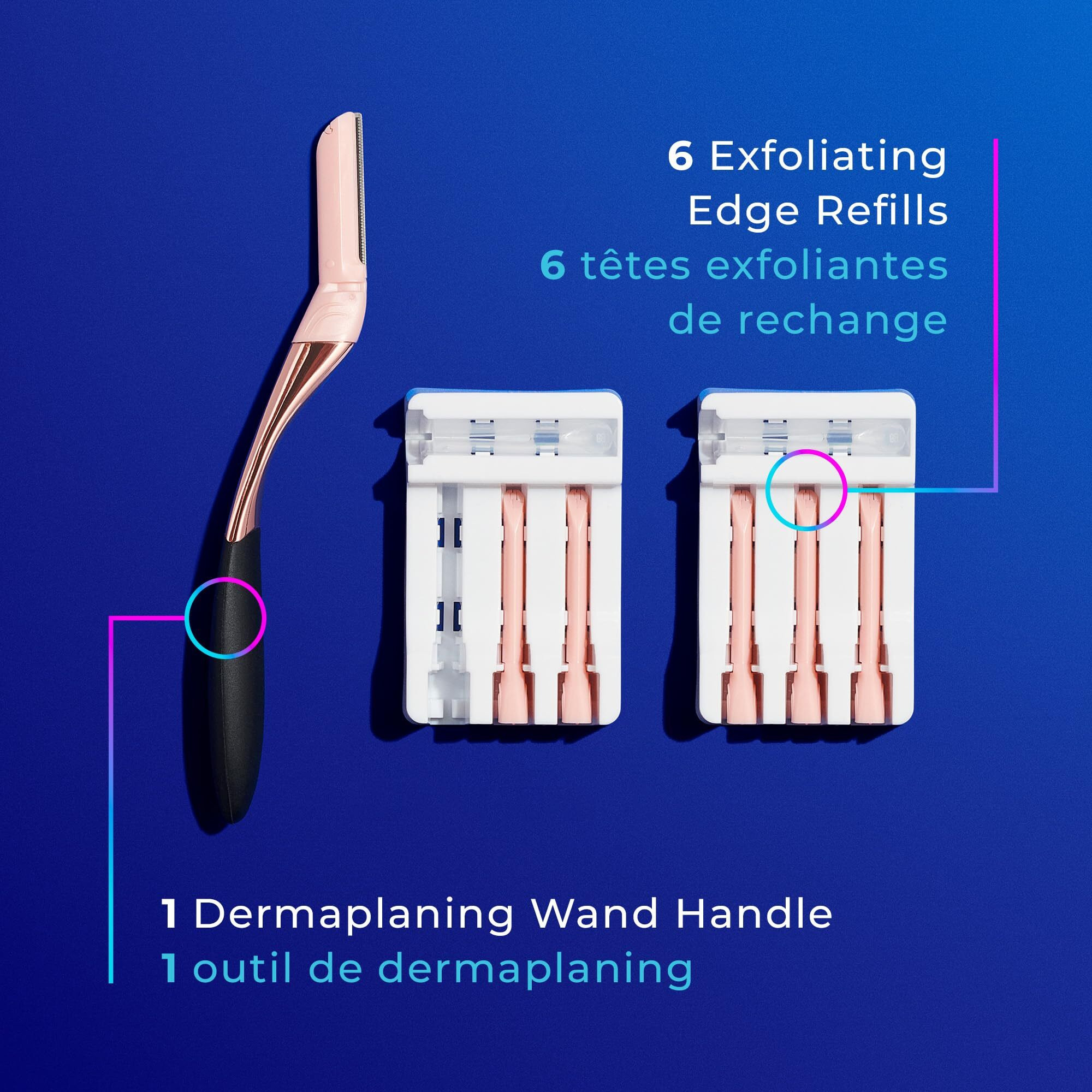 Schick Hydro Silk Dermaplaning Wand For Face With 6 Refill Blades | Dermaplane Peach Fuzz Remover  Eyebrow Razor  Face Razor  Facial Razor  Professional Style Skincare Tool