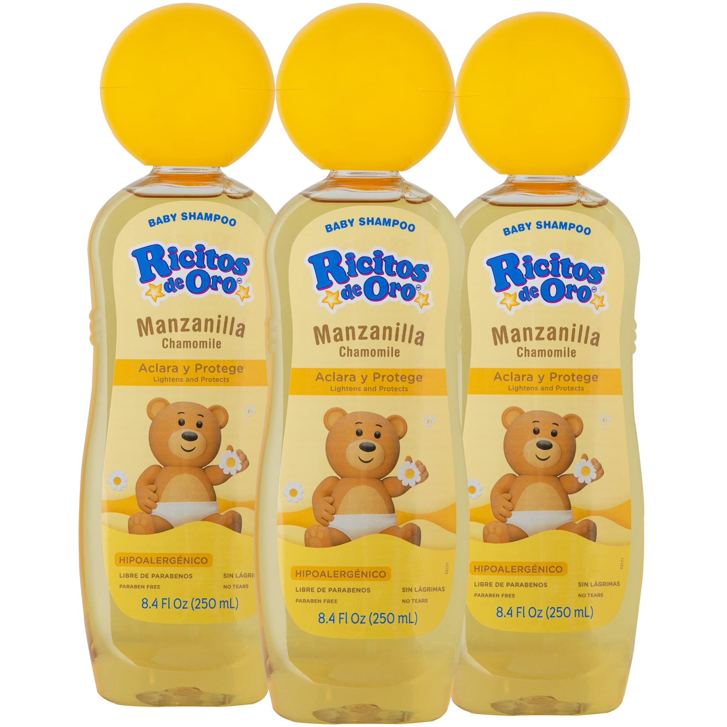 Ricitos De Oro Chamomile Manzanilla  Baby Shampoo  Hypoallergenic  3 Pack  8.4 Fl Oz Bottles
