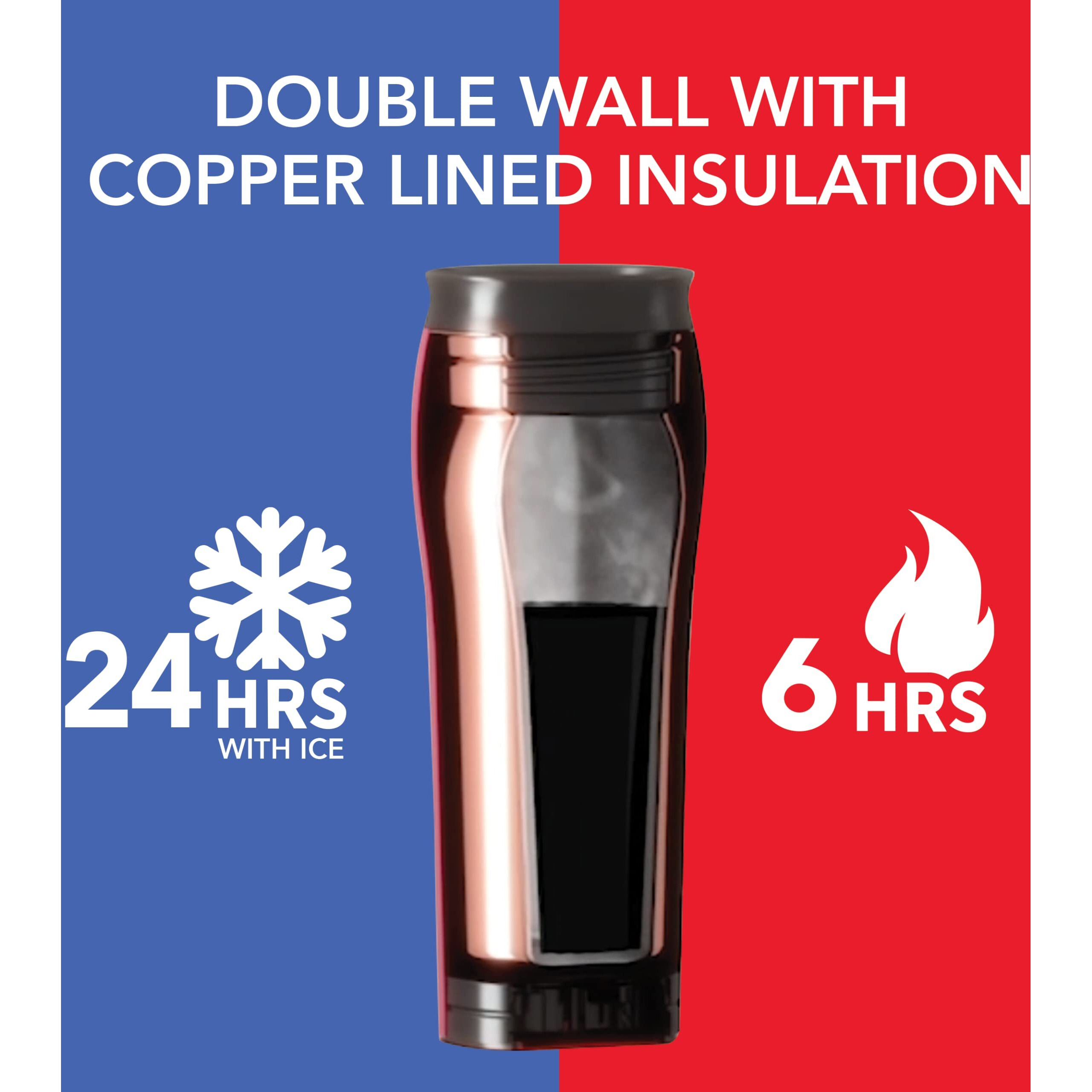 Mighty Mug | The Untippable Mug | Grips When Hit  Lifts For Sips | Insulated Stainless Steel Tumbler | Cupholder Friendly | Gifts For Women Men All | Leakproof | 6 Hour Hot / 24 Cold | 16Oz | Rosebud