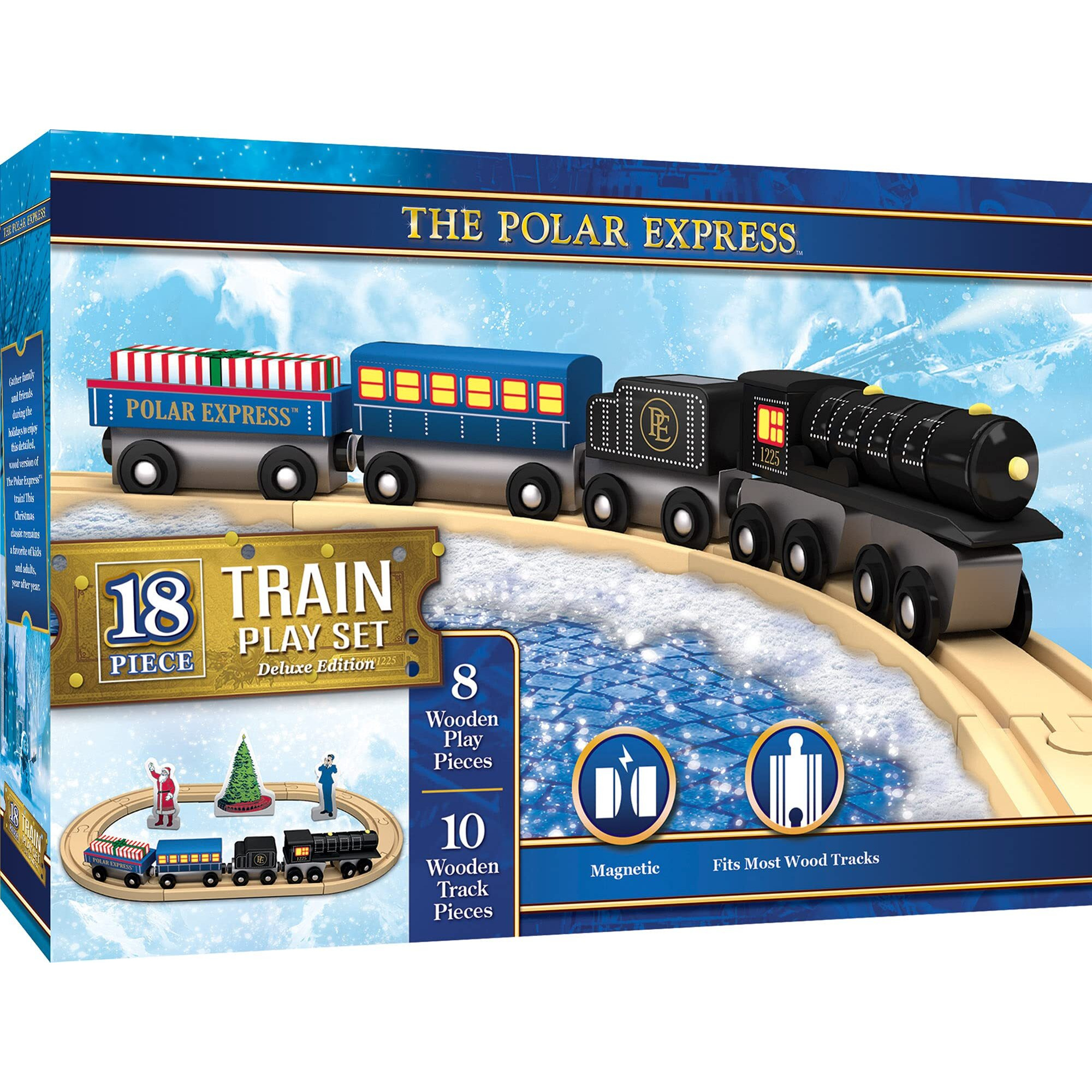 Masterpieces Wood Train Sets - The Polar Express 18 Piece Train Set