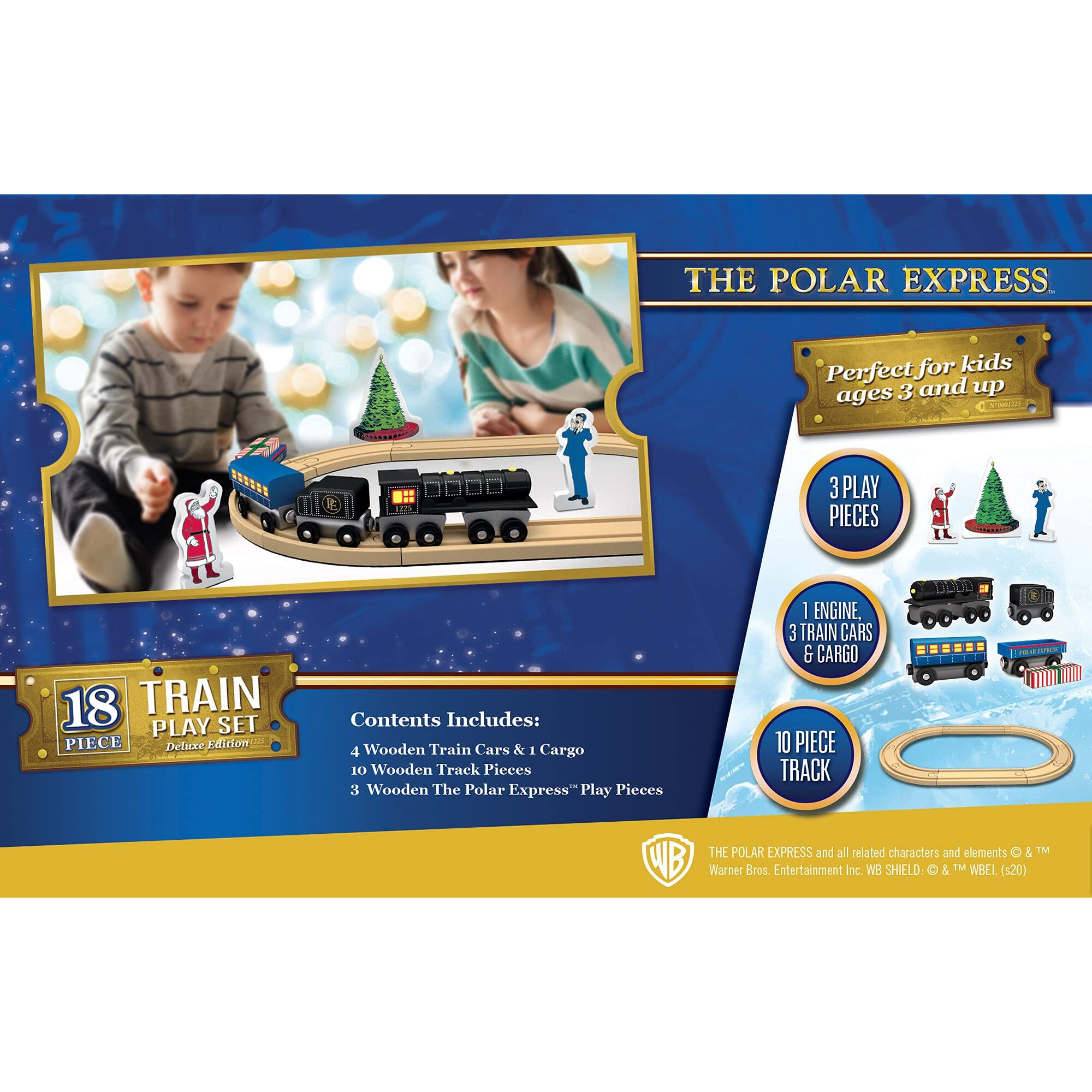 Masterpieces Wood Train Sets - The Polar Express 18 Piece Train Set