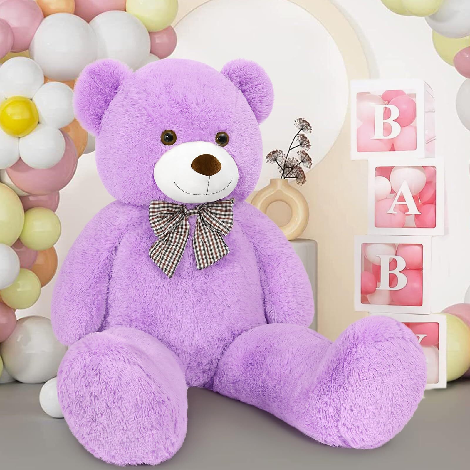 Maogolan Big Purple Human Size Teddy Bear 4 Feet 47 Inch Huge Lavender Teddy Extra Large Lilac Bears For Girlfriend Wife