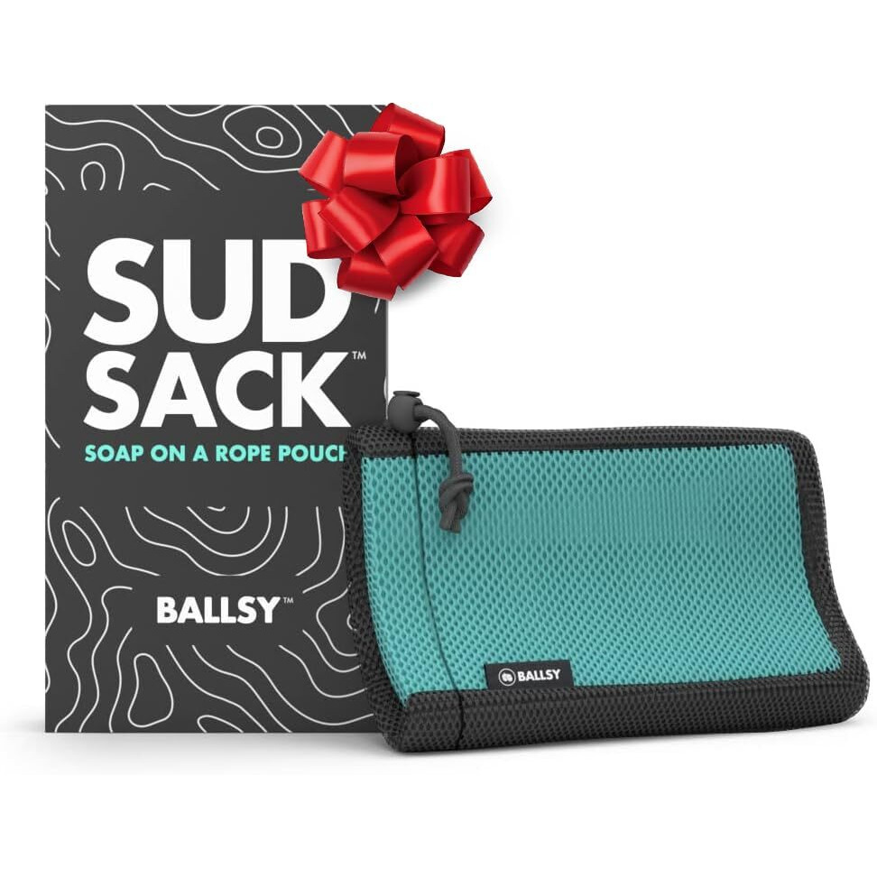 Ballsy Sud Sack Soap Pouch  Exfoliating Sponge For Baths And Showers - Compatible With Duke Cannon & Related Bars  Blue