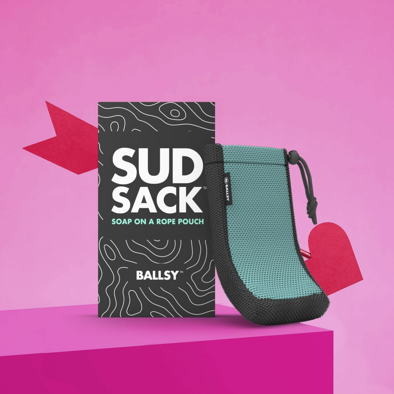 Ballsy Sud Sack Soap Pouch  Exfoliating Sponge For Baths And Showers - Compatible With Duke Cannon & Related Bars  Blue