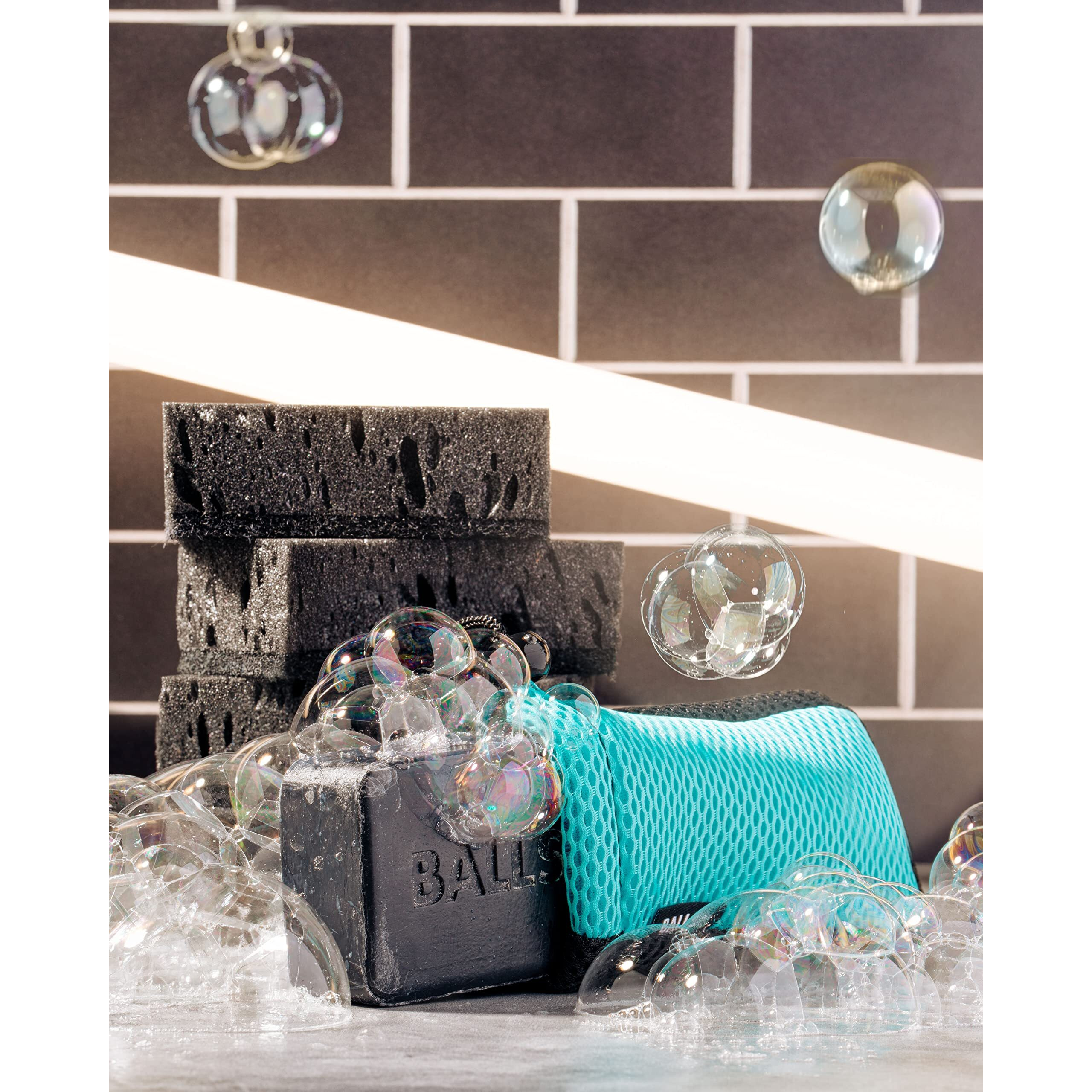 Ballsy Sud Sack Soap Pouch  Exfoliating Sponge For Baths And Showers - Compatible With Duke Cannon & Related Bars  Blue