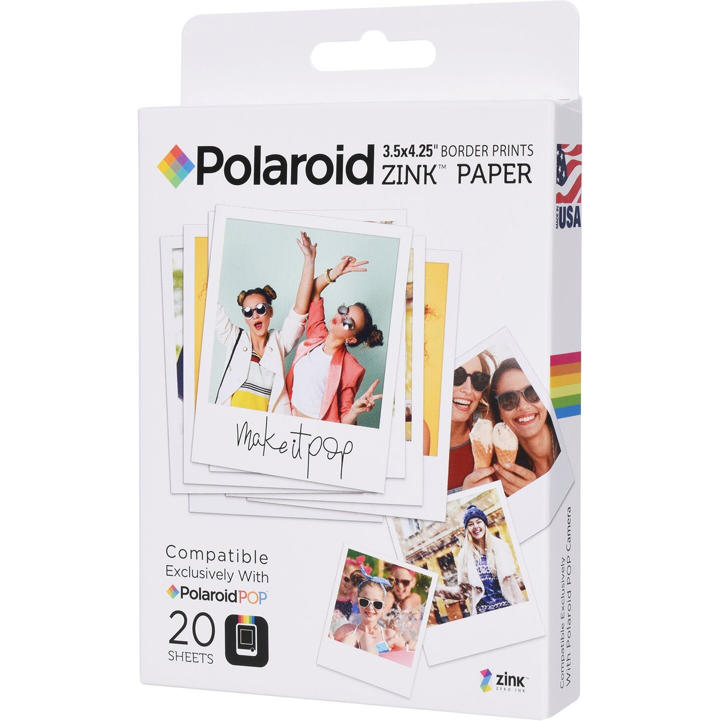 Zink Polaroid 3.5 X 4.25 Inch Premium Zink Border Print Photo Paper (20 Sheets) Compatible With Pop Instant Camera