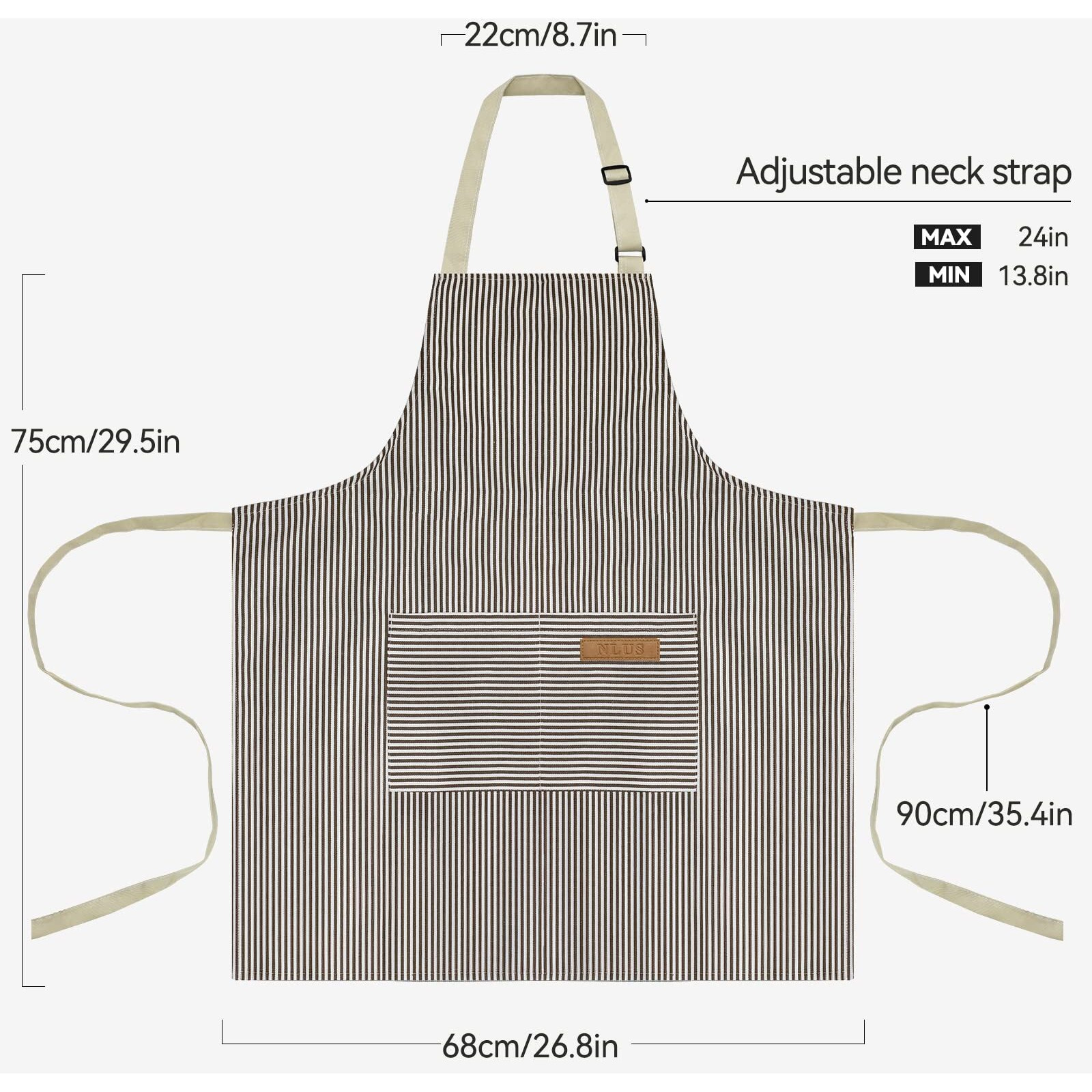 Nlus 2 Pack Kitchen Cooking Aprons  Adjustable Bib Soft Chef Apron With 2 Pockets For Men Women(Black/Brown Stripes)