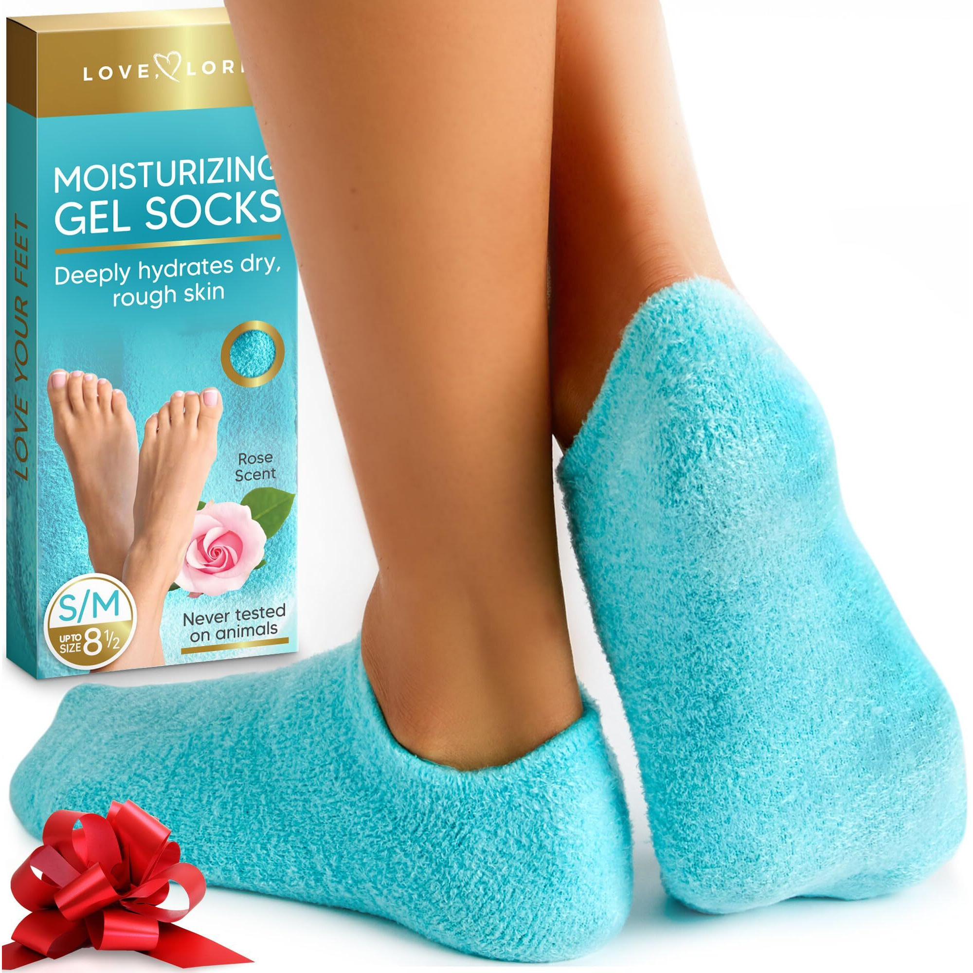 Moisturizing Socks - Premium Gel Silicone Aloe Foot Spa Socks (Up To Size 8.5) Infused With Vitamin E & Jojoba Oil - Self Care Gifts For Women