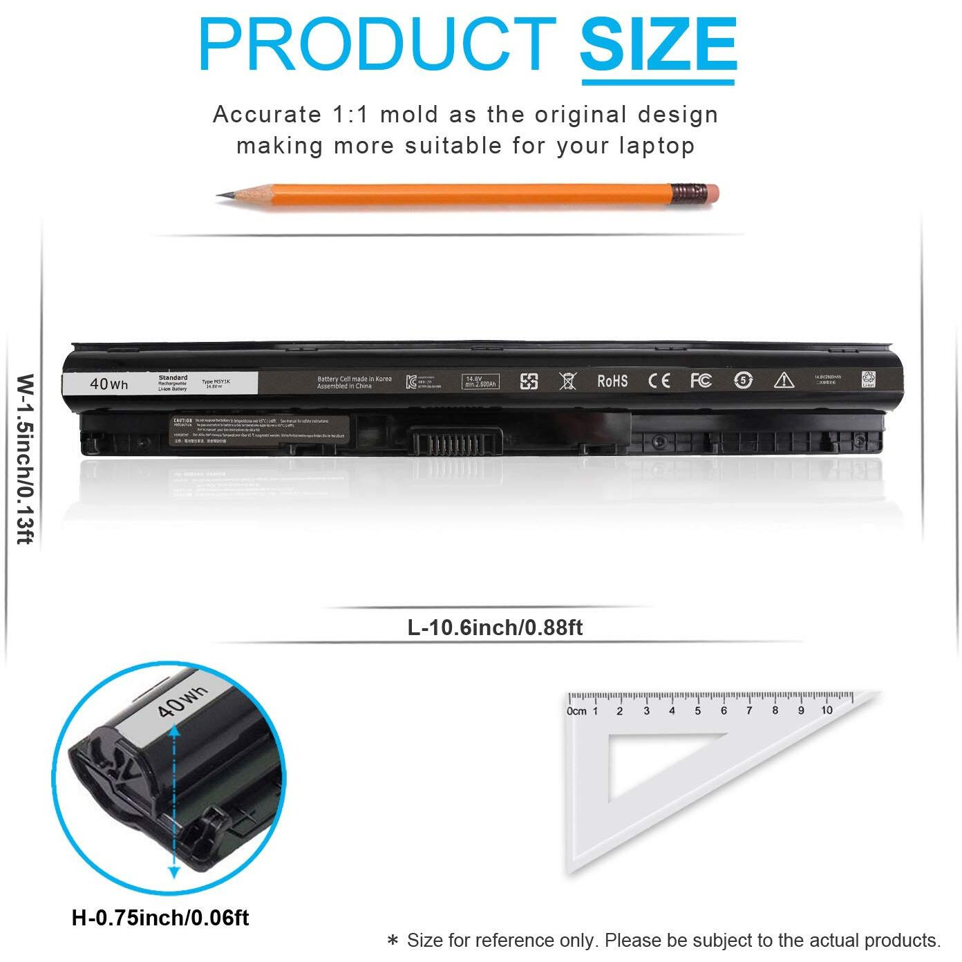 40Wh Type M5Y1K 14.8V Battery For Dell Inspiron 15 5000 3000 Series 5566 5555 5558 5559 5758 3567 3551 3552 3558 14 3451 3452 3458 5458 17 5755 5758 5759 Gxvj3 Hd4J0 Wkrj2 Vn3N0 P51F P47F P63F P64G