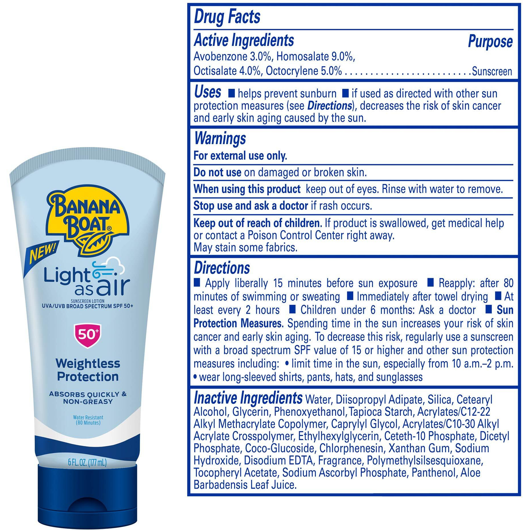 Banana Boat Light As Air Sunscreen Lotion Spf 50 Twin Pack | Lightweight Sunscreen  Lotion Sunscreen  Banana Boat Sunscreen Lotion For Body  Non-Greasy Sunscreen  Oxybenzone Free Sunscreen  6Oz Each