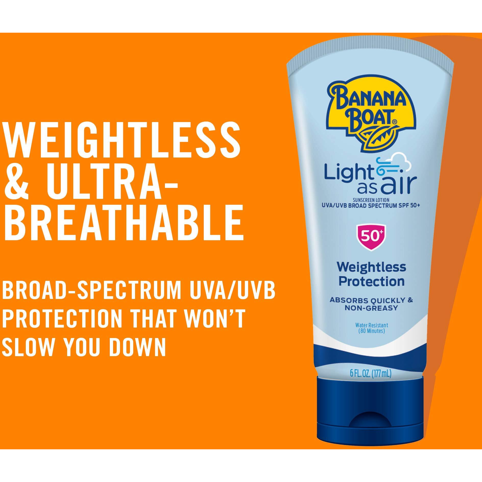 Banana Boat Light As Air Sunscreen Lotion Spf 50 Twin Pack | Lightweight Sunscreen  Lotion Sunscreen  Banana Boat Sunscreen Lotion For Body  Non-Greasy Sunscreen  Oxybenzone Free Sunscreen  6Oz Each