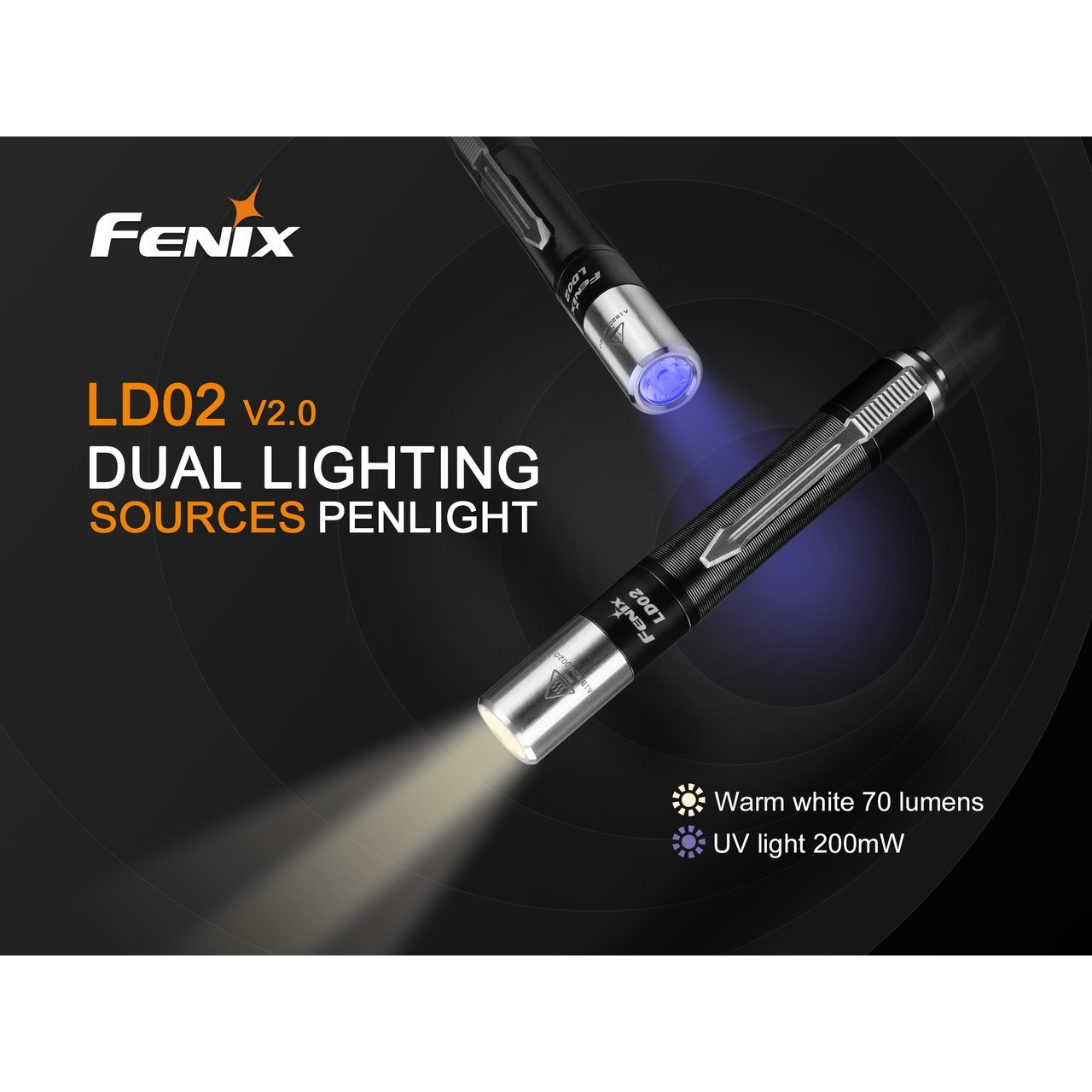 Fenix Ld02 V2.0 70 Lumen Neutral White/Uv Pen-Type Led Flashlight Bundle With Aaa Edisonbright Battery