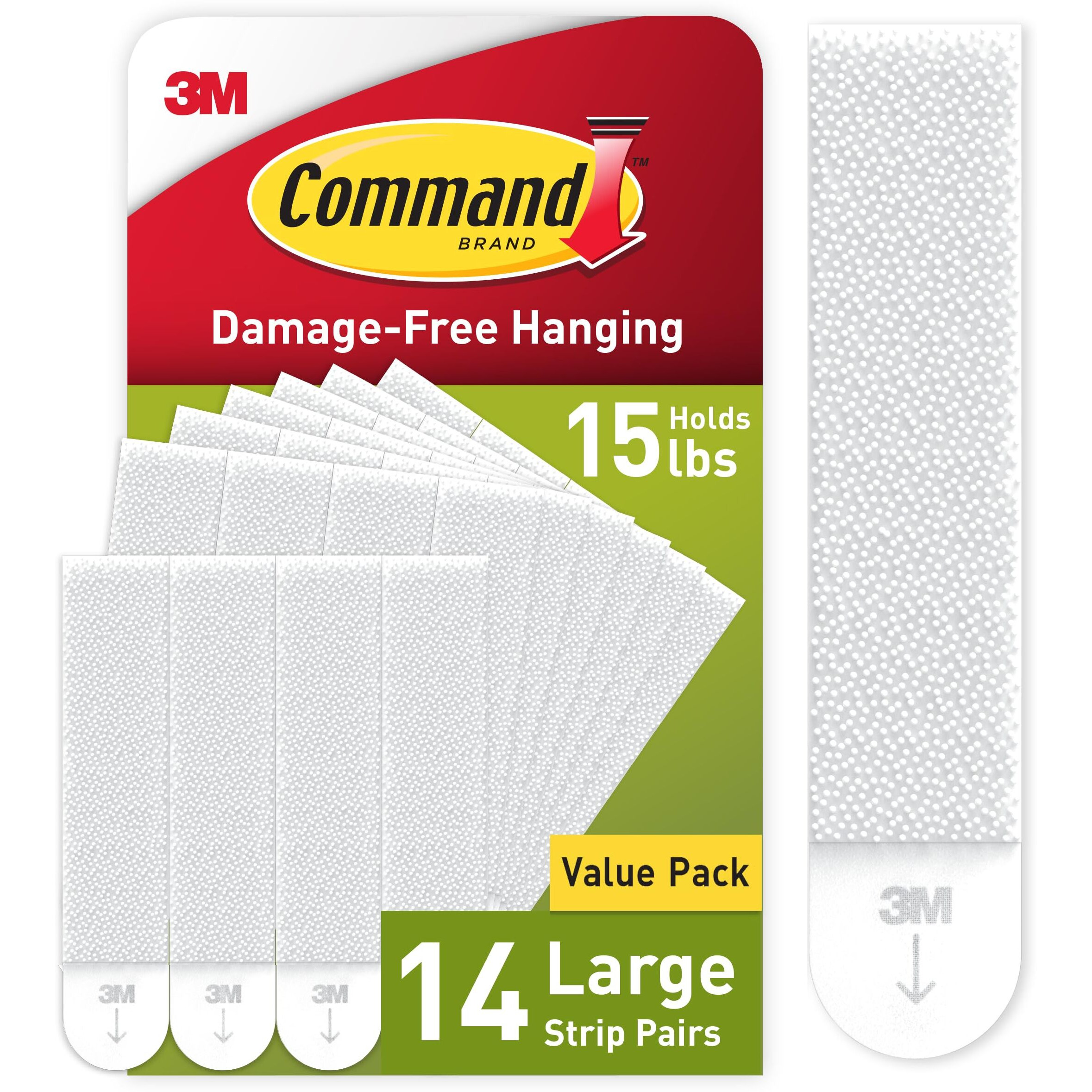Command 15 Lb Large Picture Hanging Strips 14 Pairs (28 Command Strips)  Damage Free Hanging Picture Hangers  No Tools Wall Hanging Strips For Home Decor  White Adhesive Strips